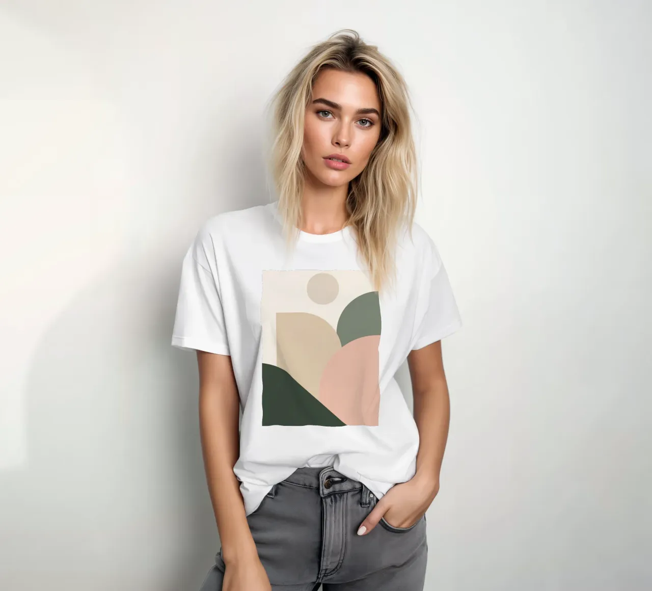 Abstracte geometrische vormen met gedempte kleuren t-shirt van DesignDoodle