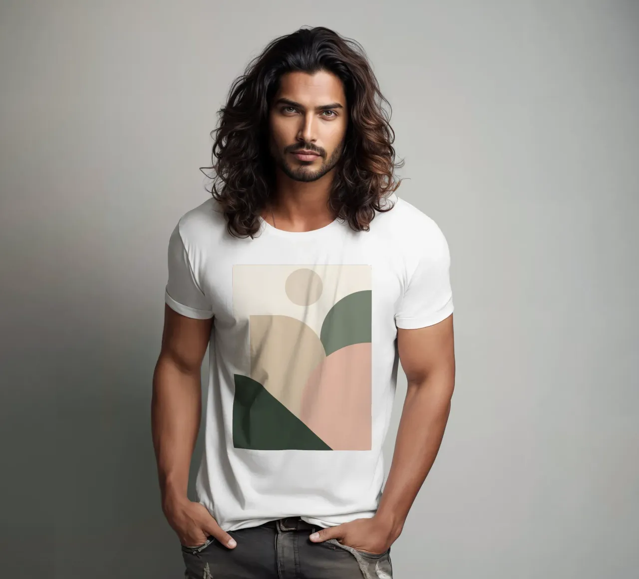 Abstracte geometrische vormen met gedempte kleuren t-shirt van DesignDoodle