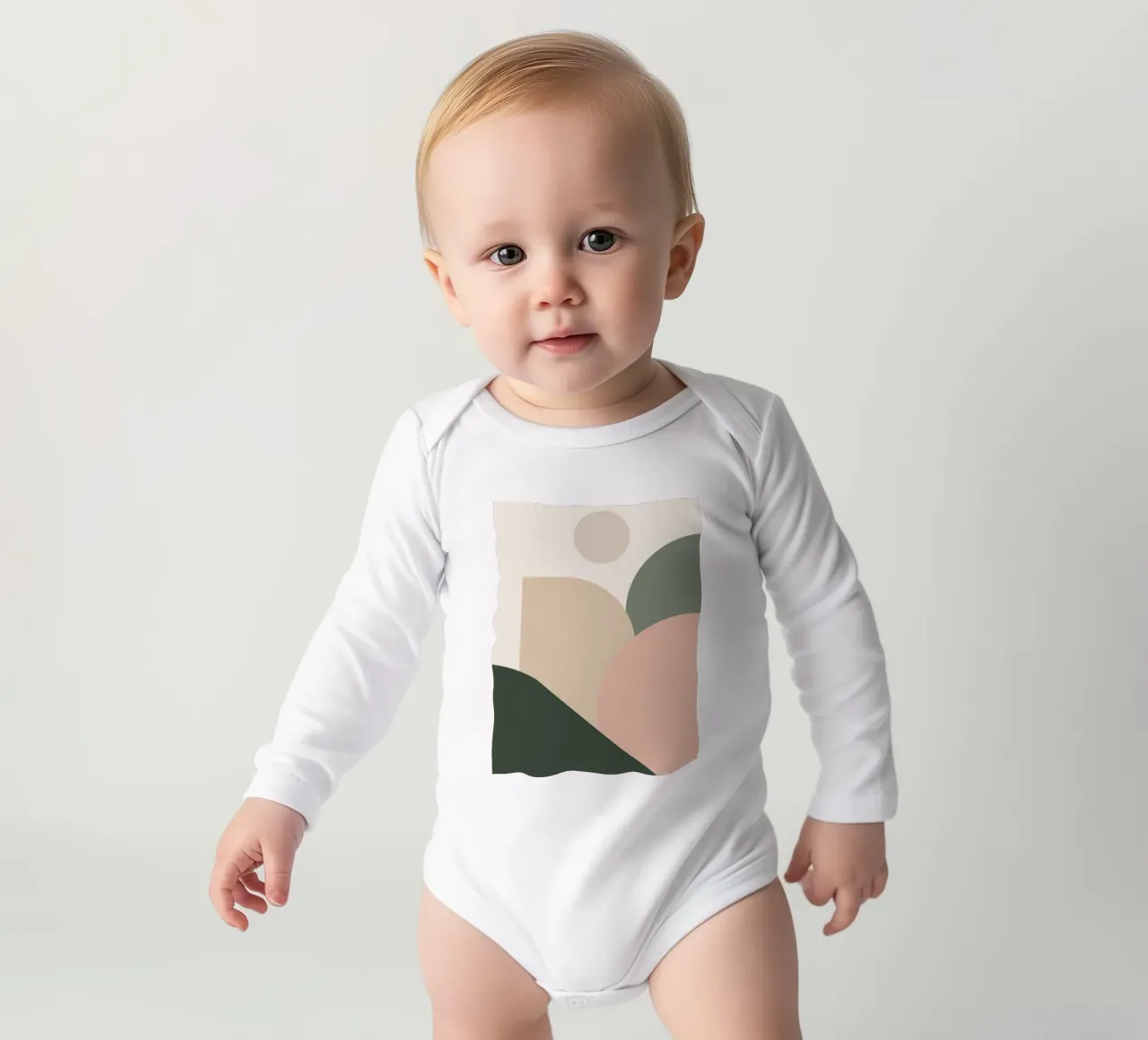 Forme geometriche astratte con colori tenui body neonato maniche lunghe da DesignDoodle