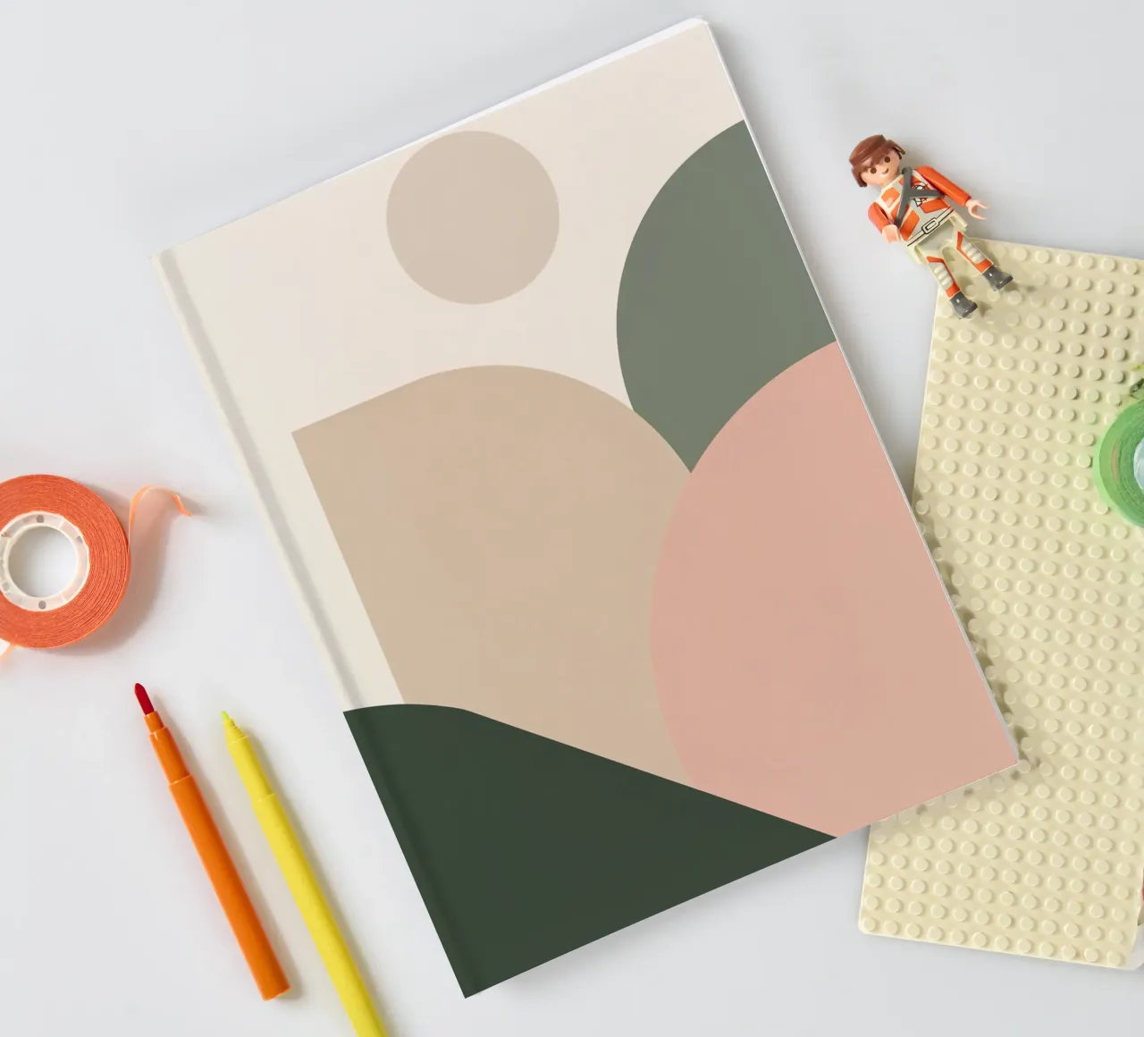 Abstract Geometric Shapes with Muted Colors notebook by DesignDoodle