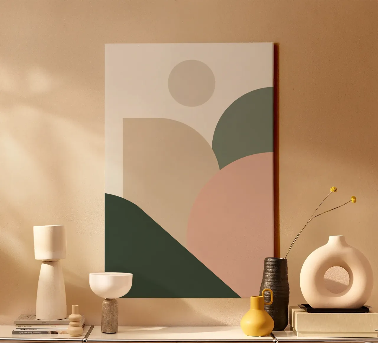 Forme geometriche astratte con colori tenui tela da DesignDoodle