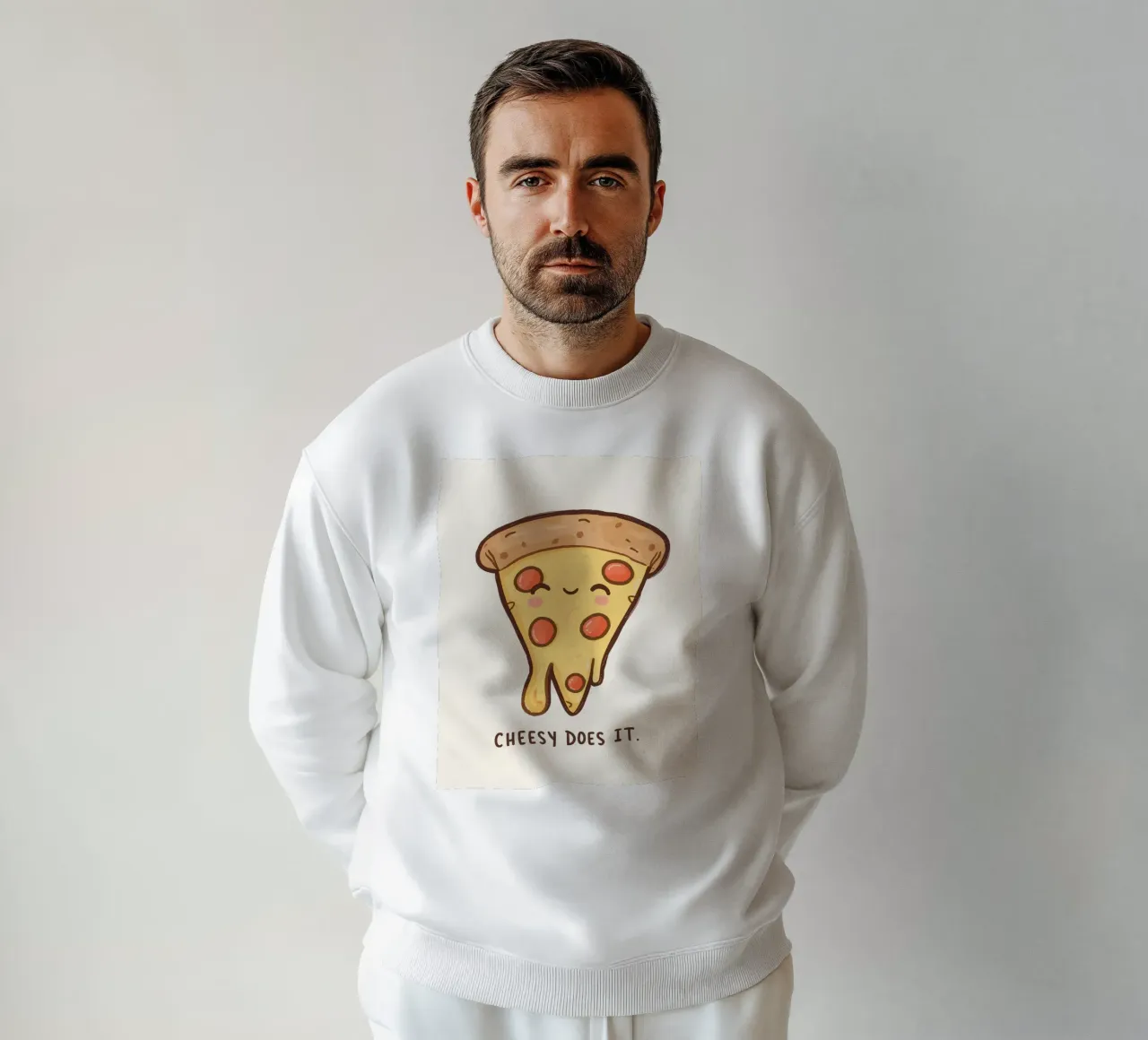 Cute pepperoni pizza slice "Cheesy Does It" felpa da DesignDoodle