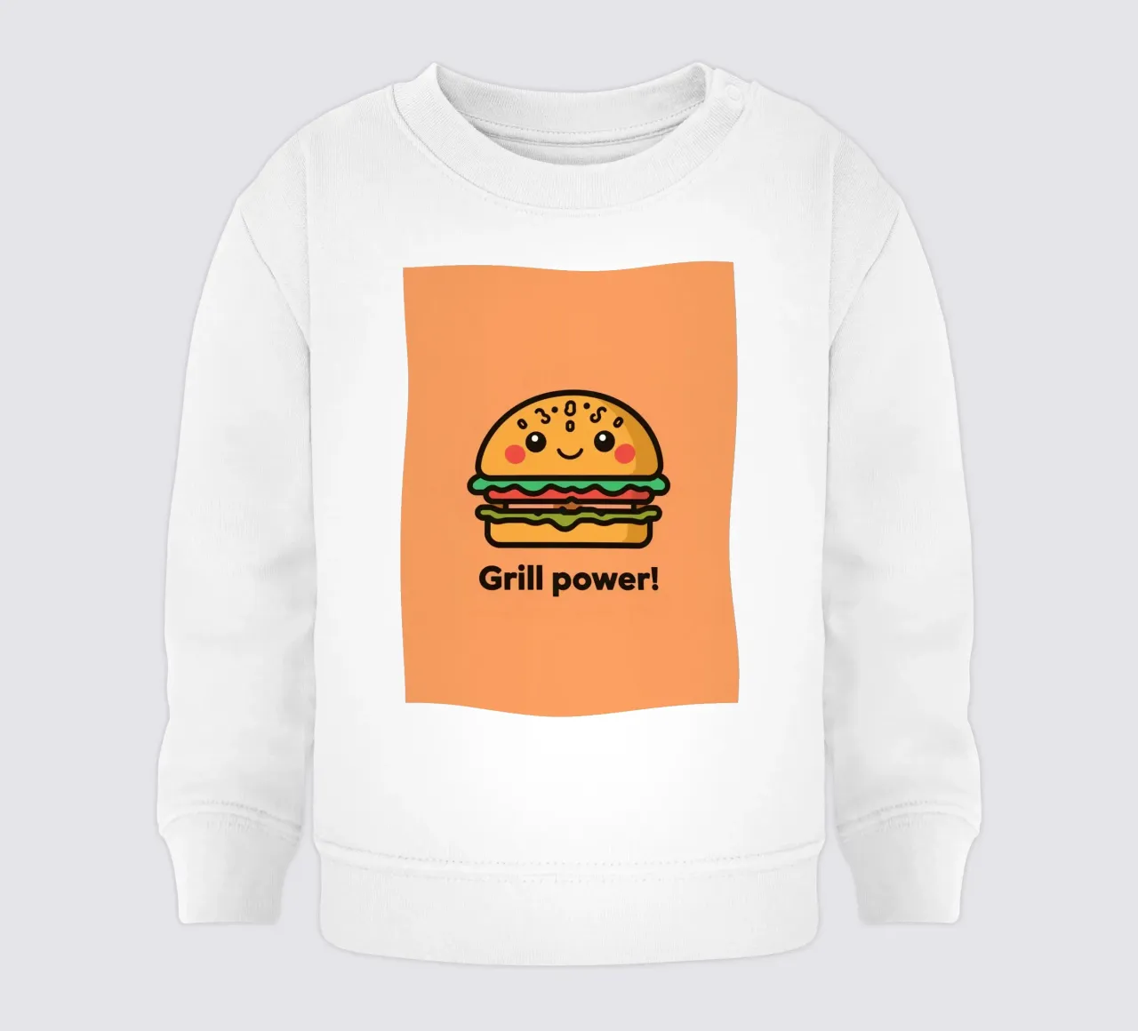 Un simpatico cartone animato sull'hamburger "Grill Power felpa neonato da DesignDoodle