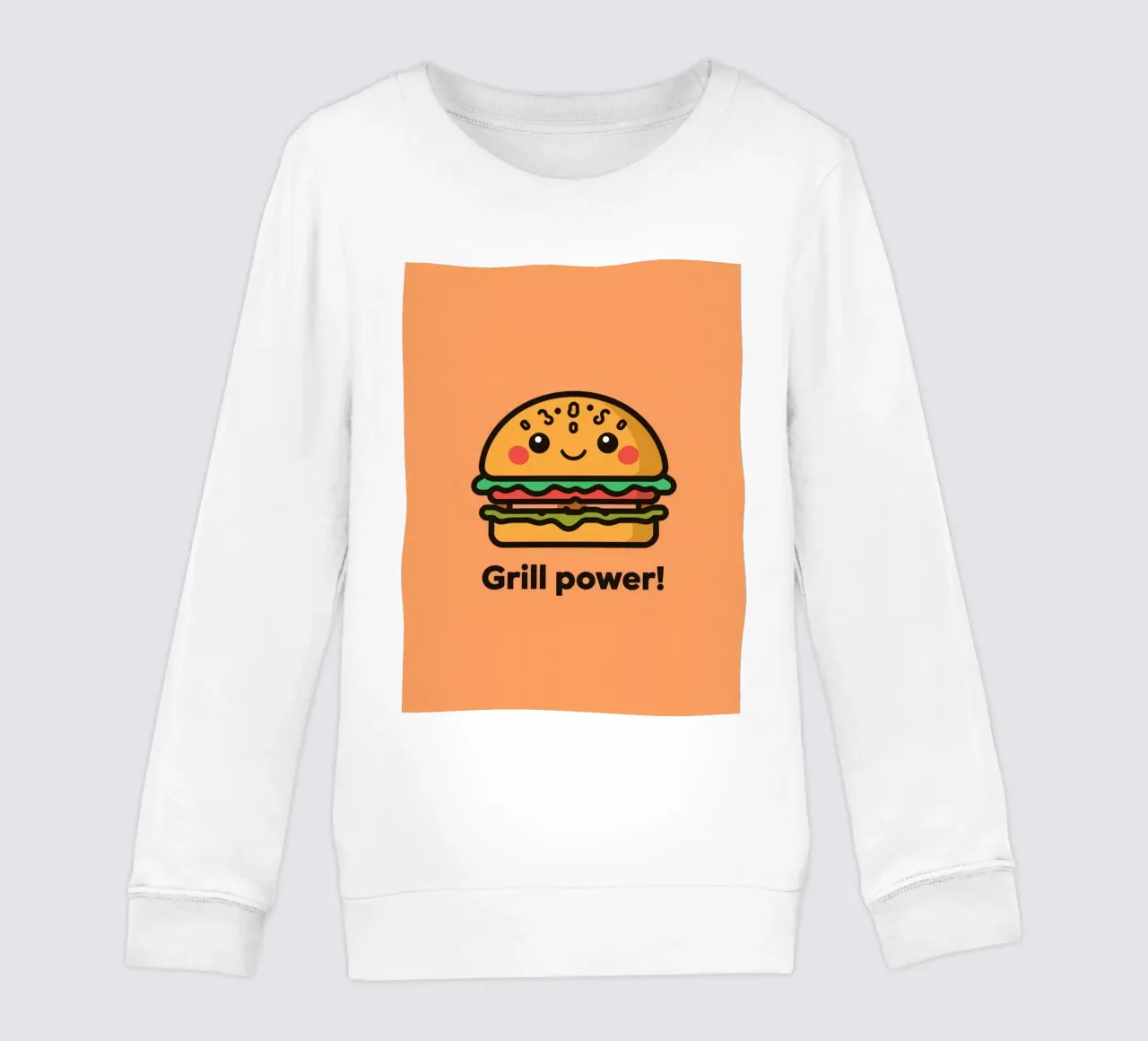 Un simpatico cartone animato sull'hamburger "Grill Power felpa bambino da DesignDoodle