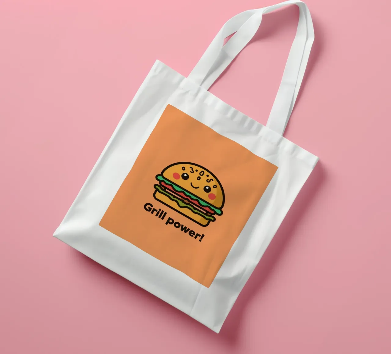 Un simpatico cartone animato sull'hamburger "Grill Power borsa in juta da DesignDoodle