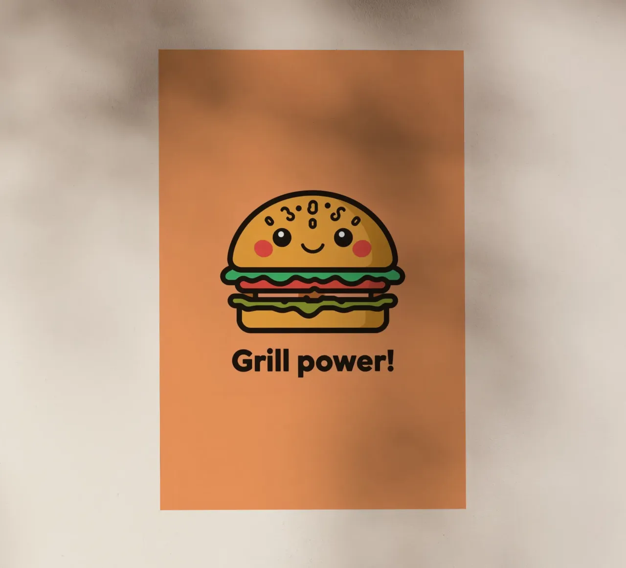 Un simpatico cartone animato sull'hamburger "Grill Power pellicola backlit da DesignDoodle