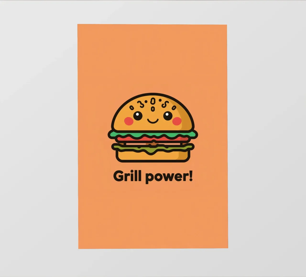 Un simpatico cartone animato sull'hamburger "Grill Power pellicola backlit da DesignDoodle