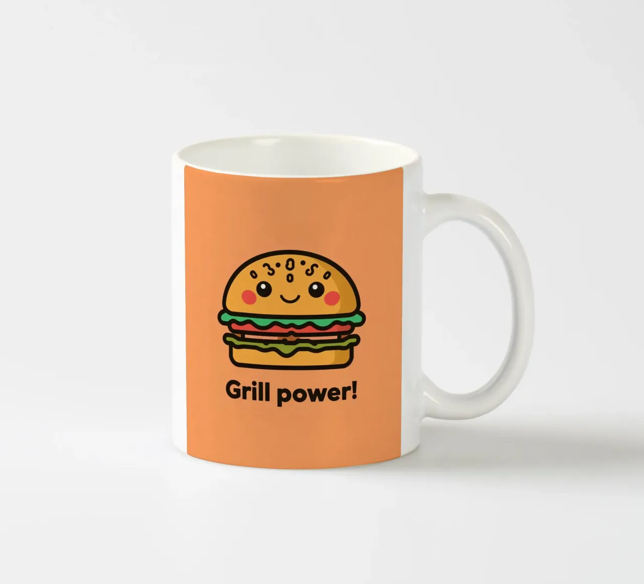 Un simpatico cartone animato sull'hamburger "Grill Power tazza in ceramica da DesignDoodle
