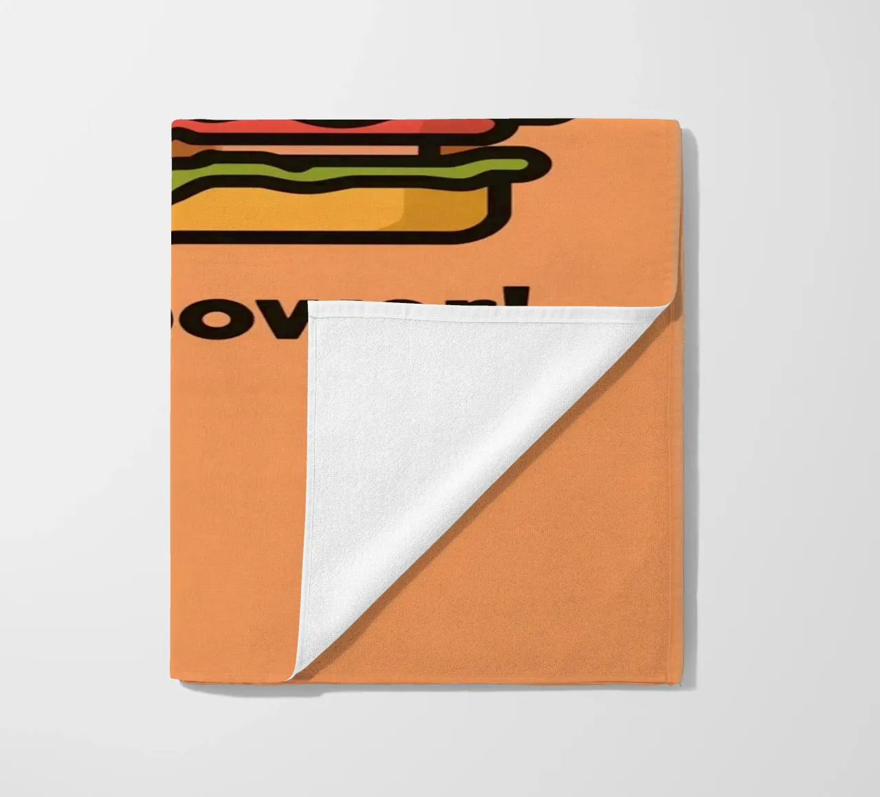Un simpatico cartone animato sull'hamburger "Grill Power telo mare da DesignDoodle