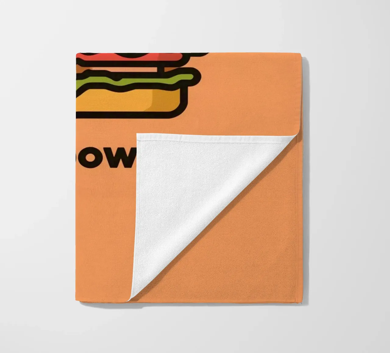 Un simpatico cartone animato sull'hamburger "Grill Power telo mare da DesignDoodle
