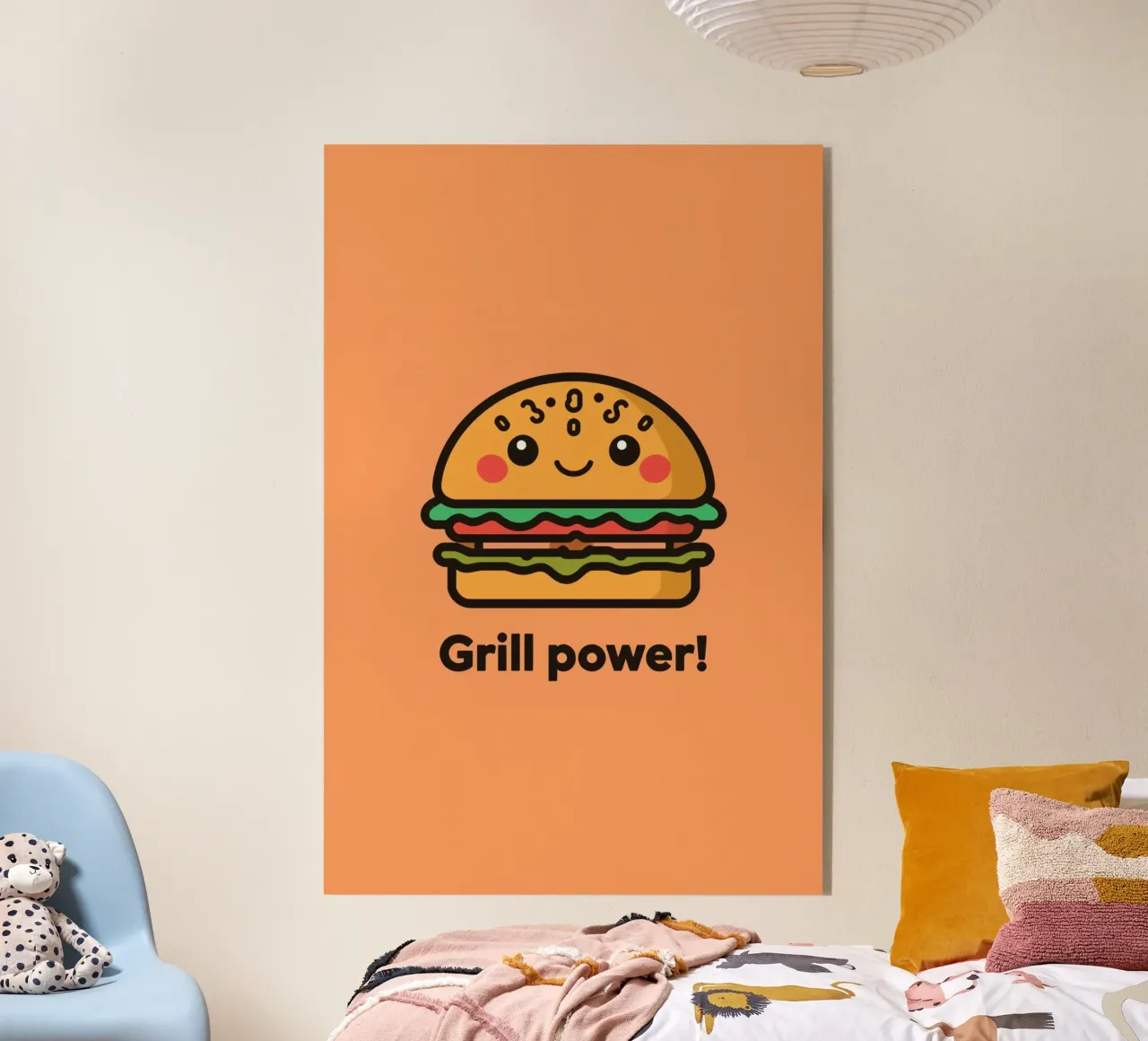 Un simpatico cartone animato sull'hamburger "Grill Power plexiglass da DesignDoodle