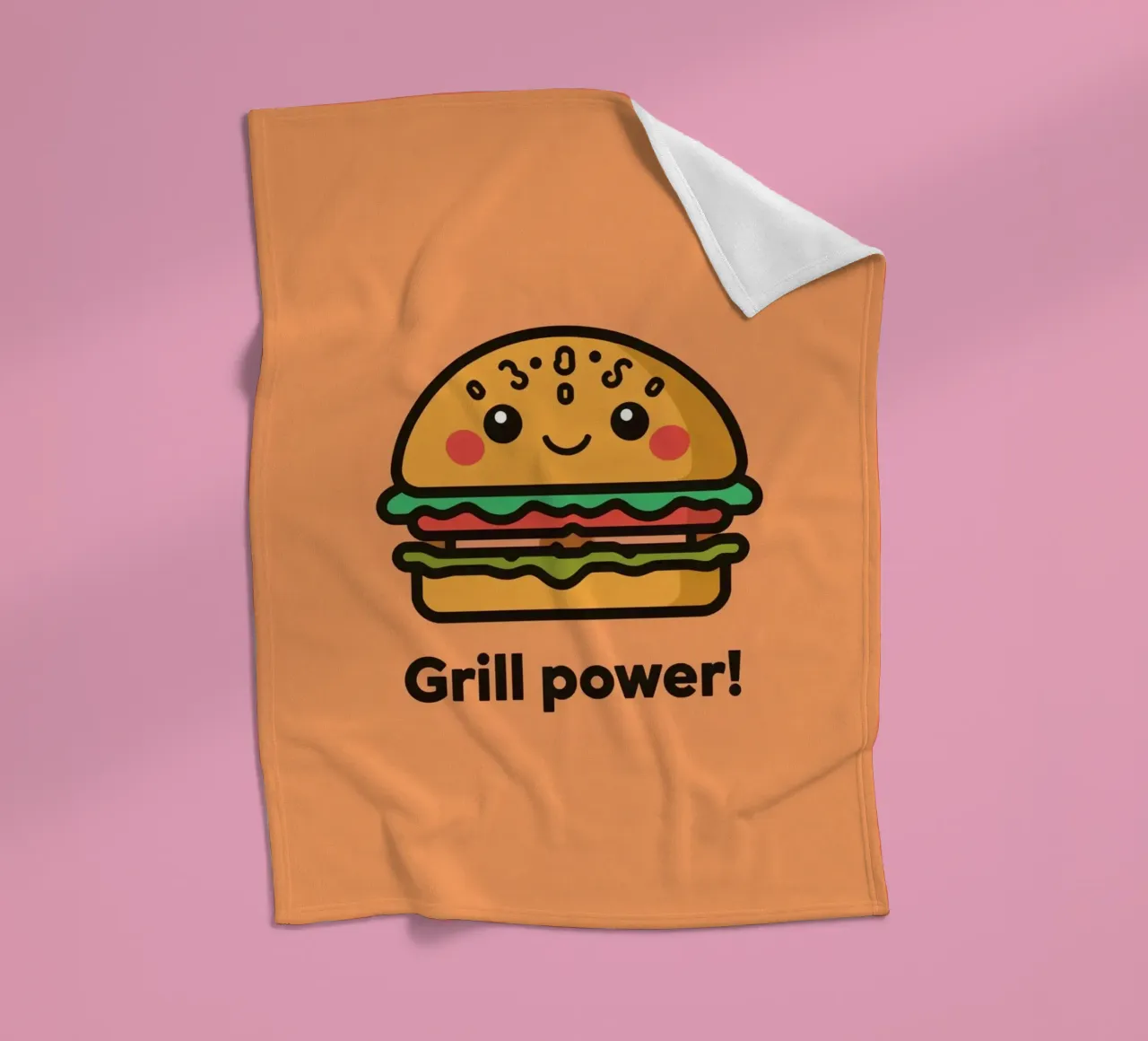 Un simpatico cartone animato sull'hamburger "Grill Power coperta in pile da DesignDoodle