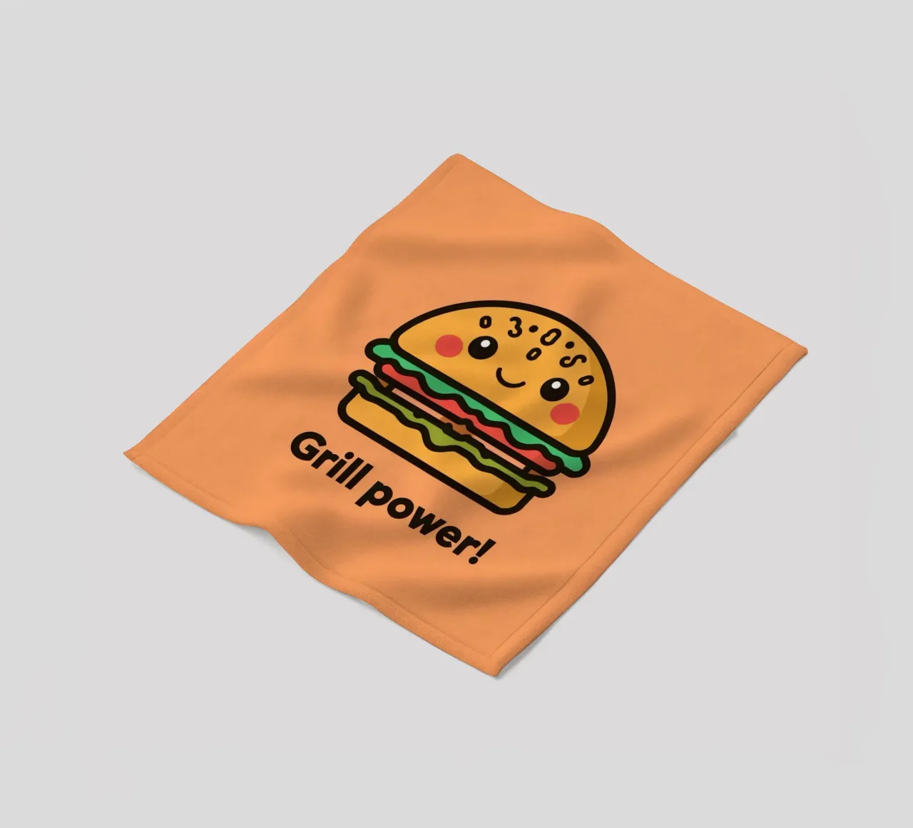 Un simpatico cartone animato sull'hamburger "Grill Power coperta in pile da DesignDoodle