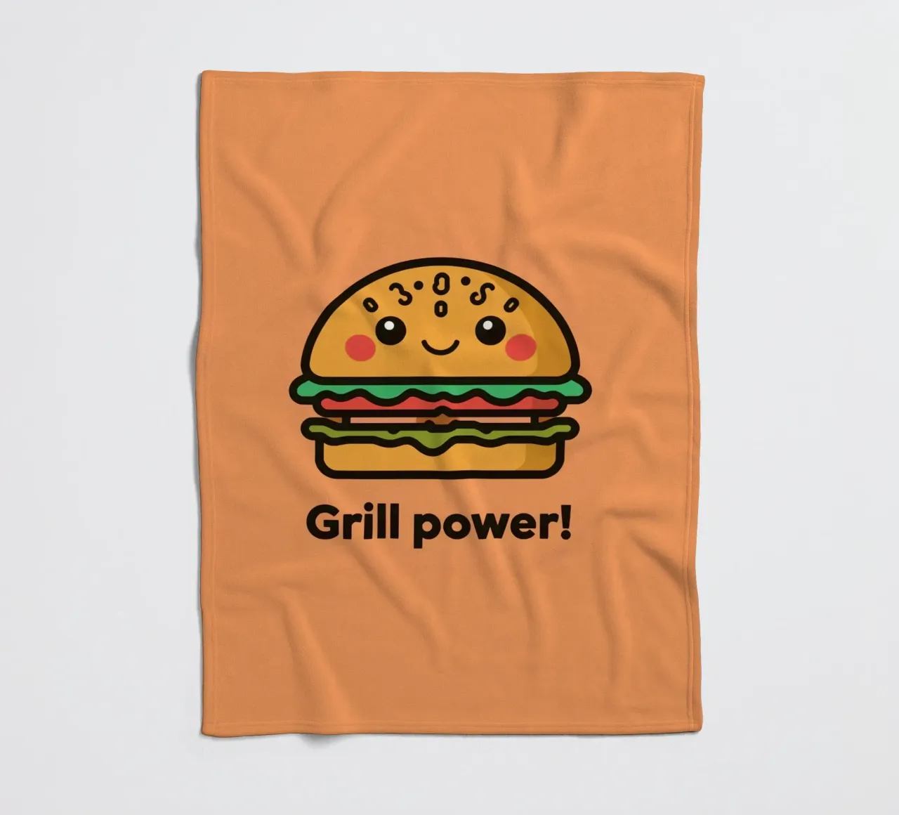Un simpatico cartone animato sull'hamburger "Grill Power coperta in pile da DesignDoodle
