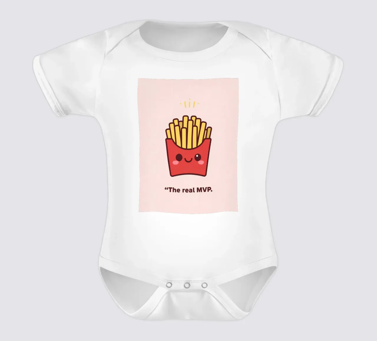 Patatine fritte carine con faccia sorridente body neonato maniche corte da DesignDoodle