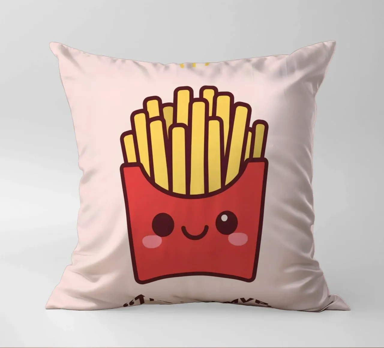 Patatine fritte carine con faccia sorridente cuscino da DesignDoodle