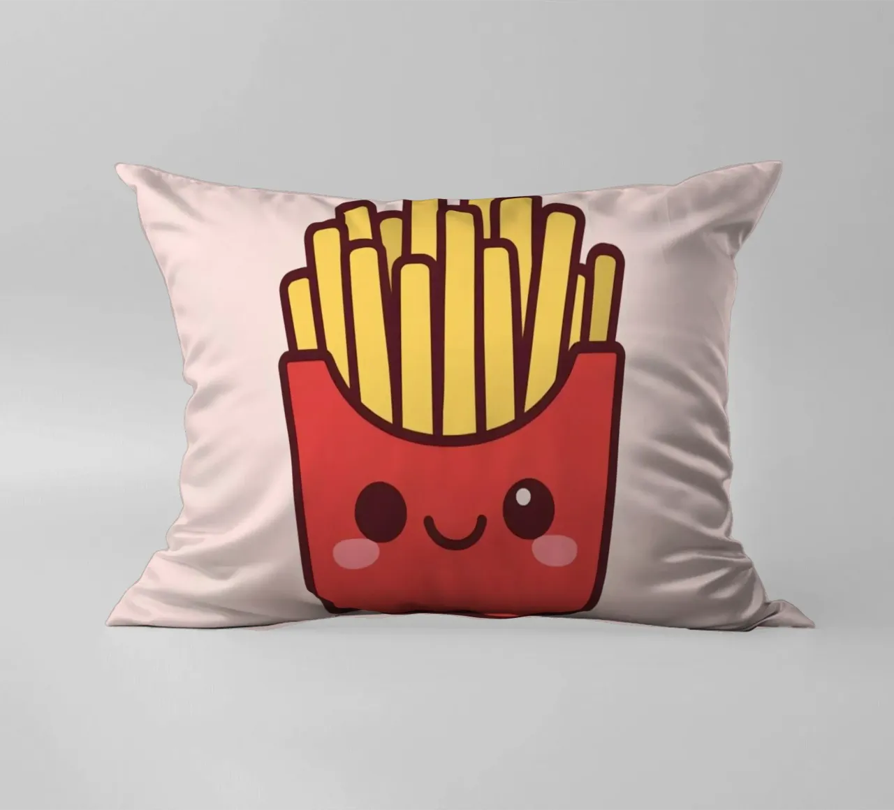 Patatine fritte carine con faccia sorridente cuscino da DesignDoodle
