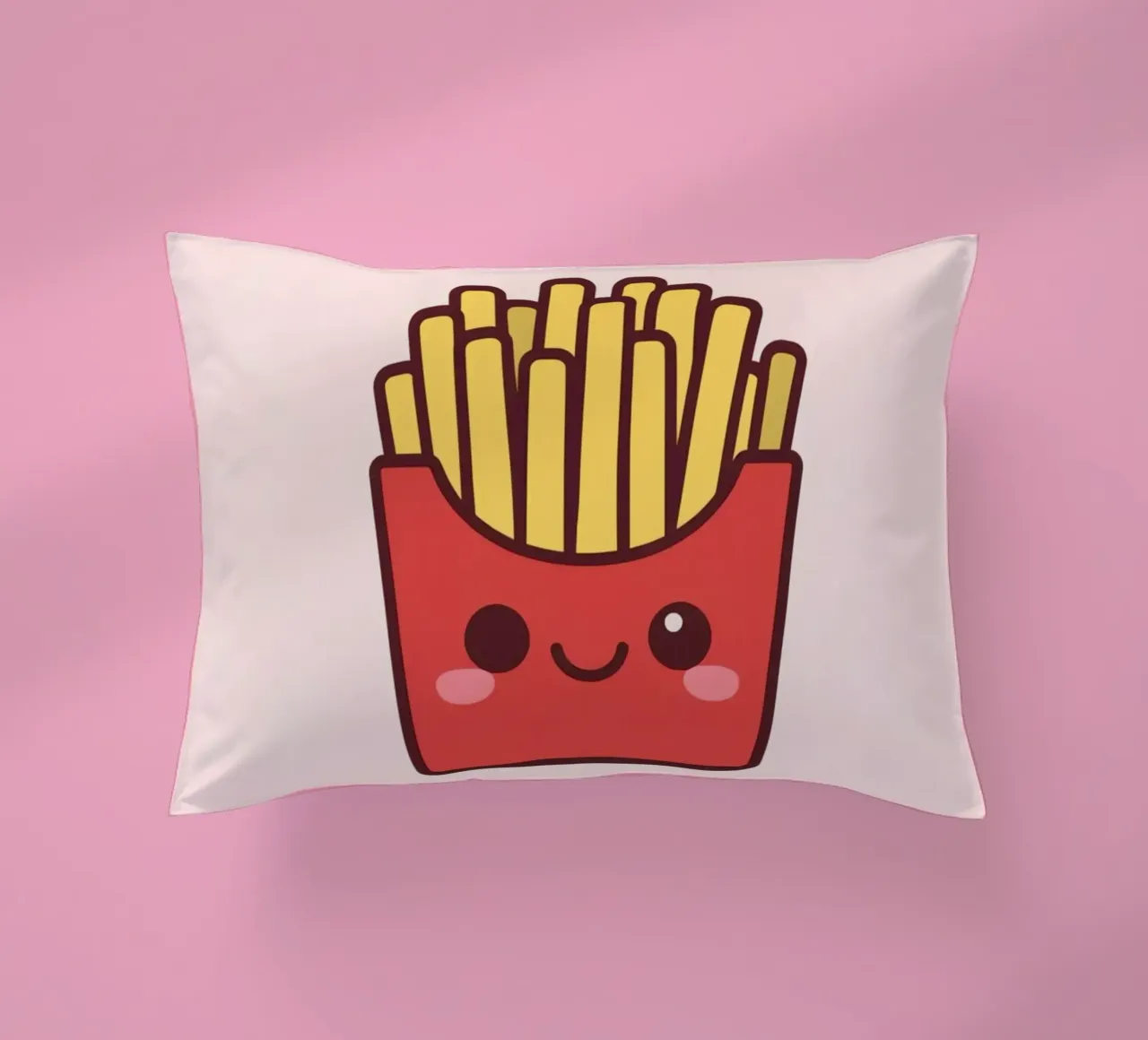 Patatine fritte carine con faccia sorridente cuscino da DesignDoodle