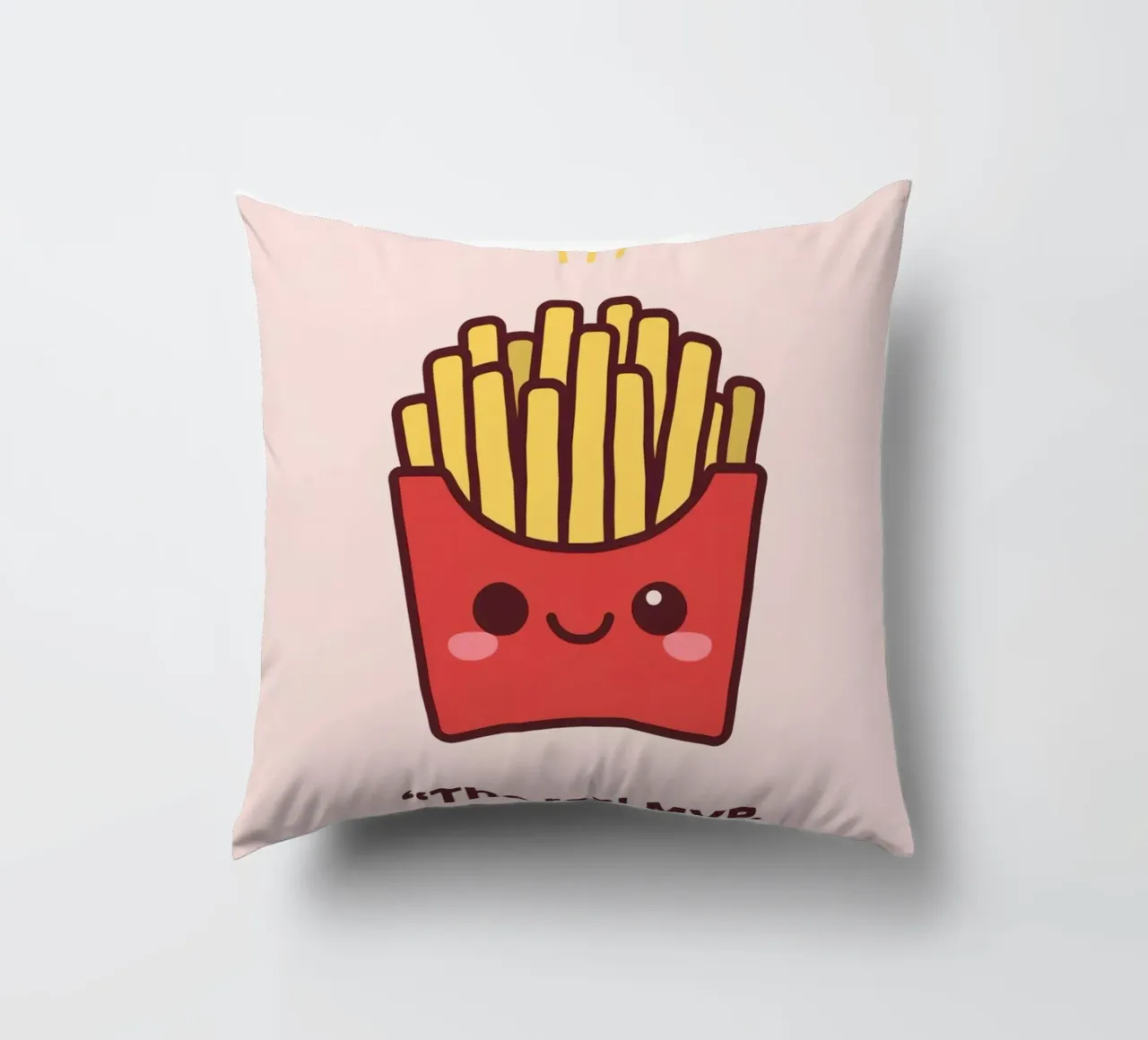 Patatine fritte carine con faccia sorridente cuscino da DesignDoodle