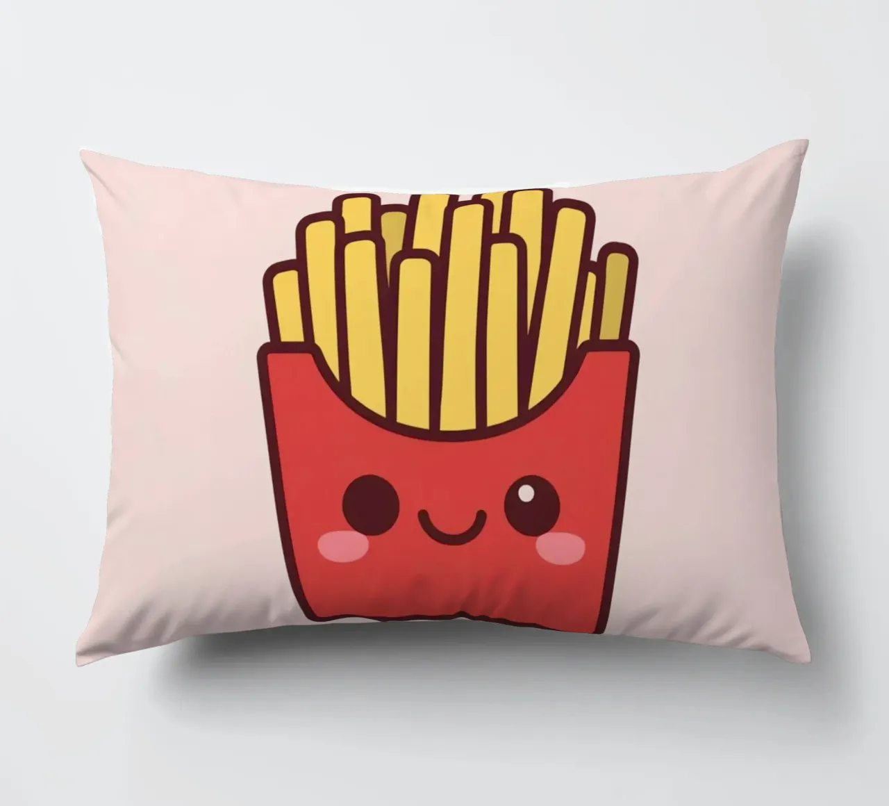 Patatine fritte carine con faccia sorridente cuscino da DesignDoodle