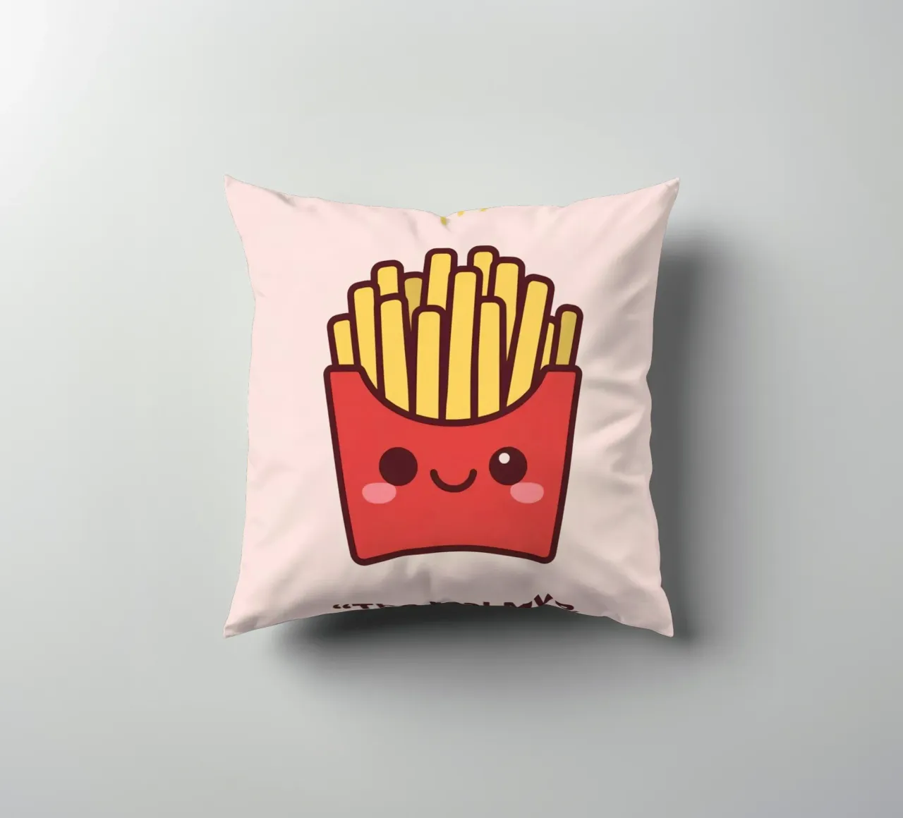 Patatine fritte carine con faccia sorridente cuscino da DesignDoodle