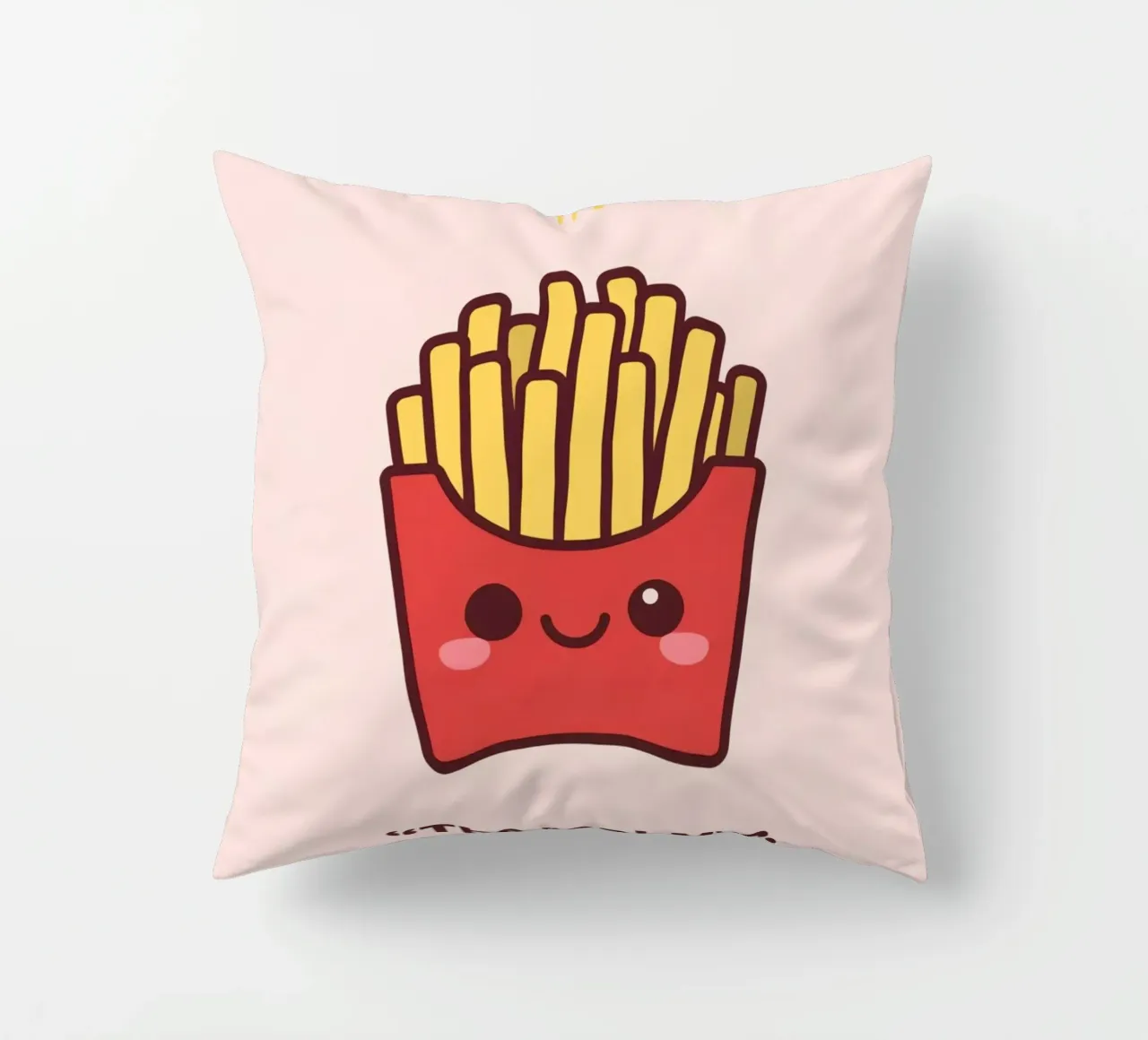 Patatine fritte carine con faccia sorridente cuscino da DesignDoodle