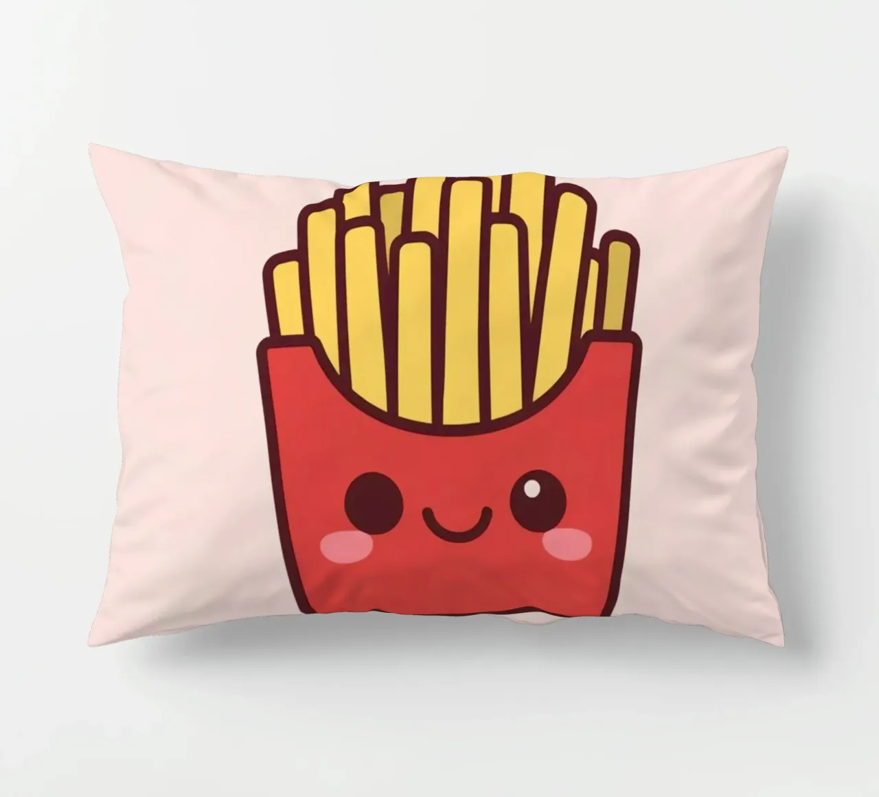 Patatine fritte carine con faccia sorridente cuscino da DesignDoodle
