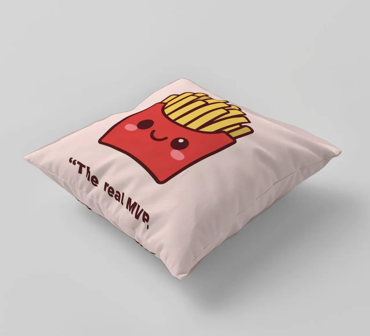 Patatine fritte carine con faccia sorridente cuscino da DesignDoodle