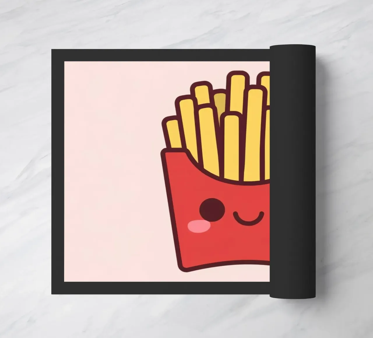 Patatine fritte carine con faccia sorridente zerbino da DesignDoodle