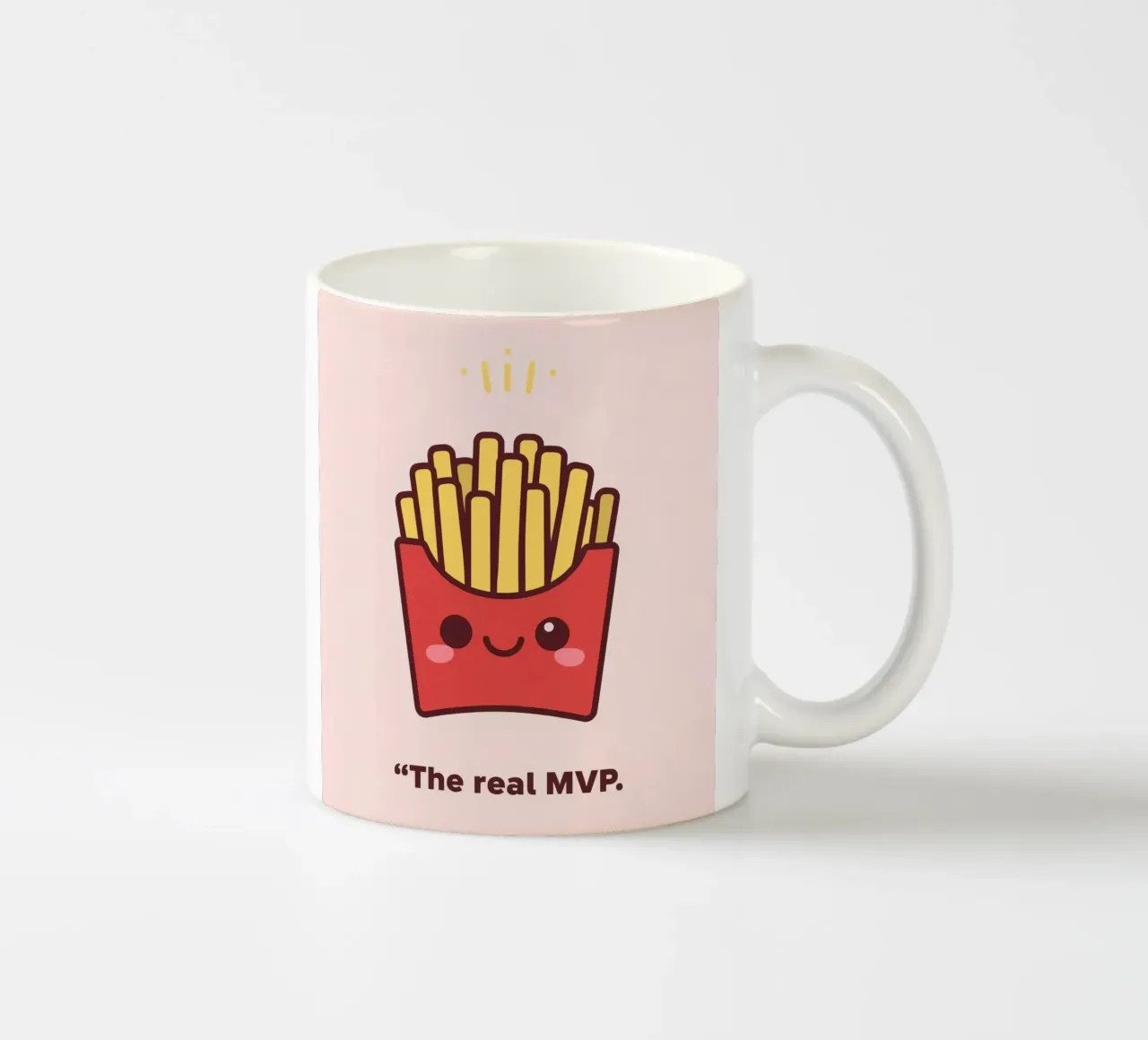 Patatine fritte carine con faccia sorridente tazza in ceramica da DesignDoodle