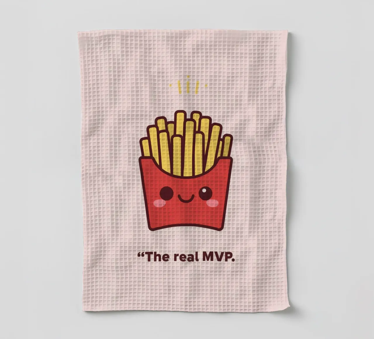 Mignonnes frites avec visage souriant torchon de DesignDoodle