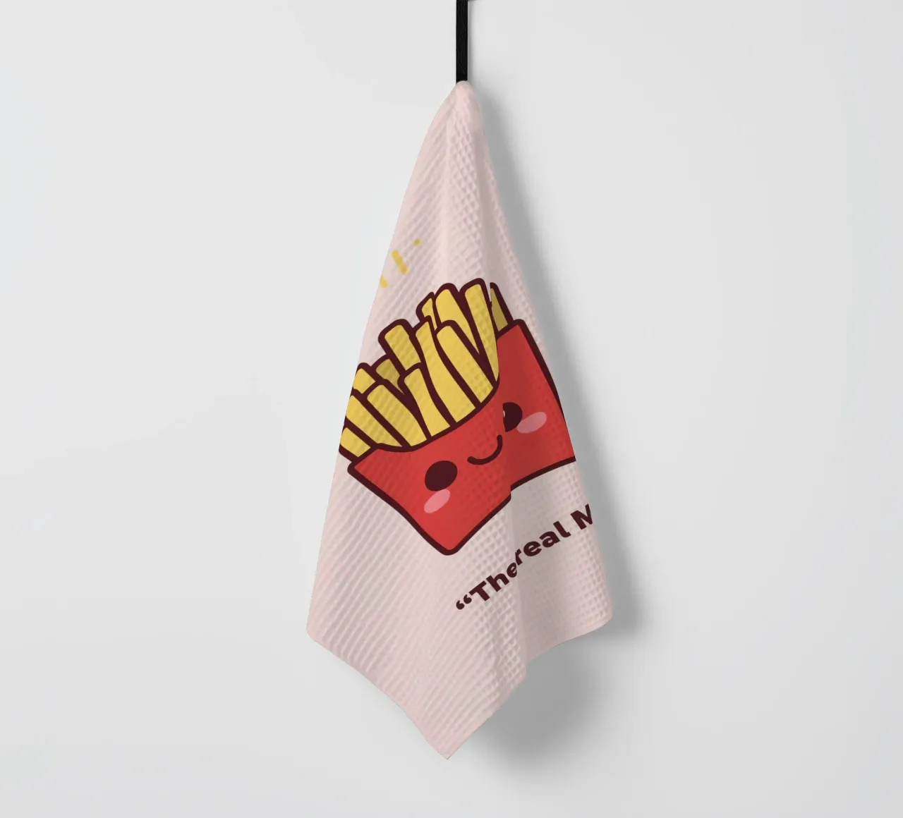 Mignonnes frites avec visage souriant torchon de DesignDoodle
