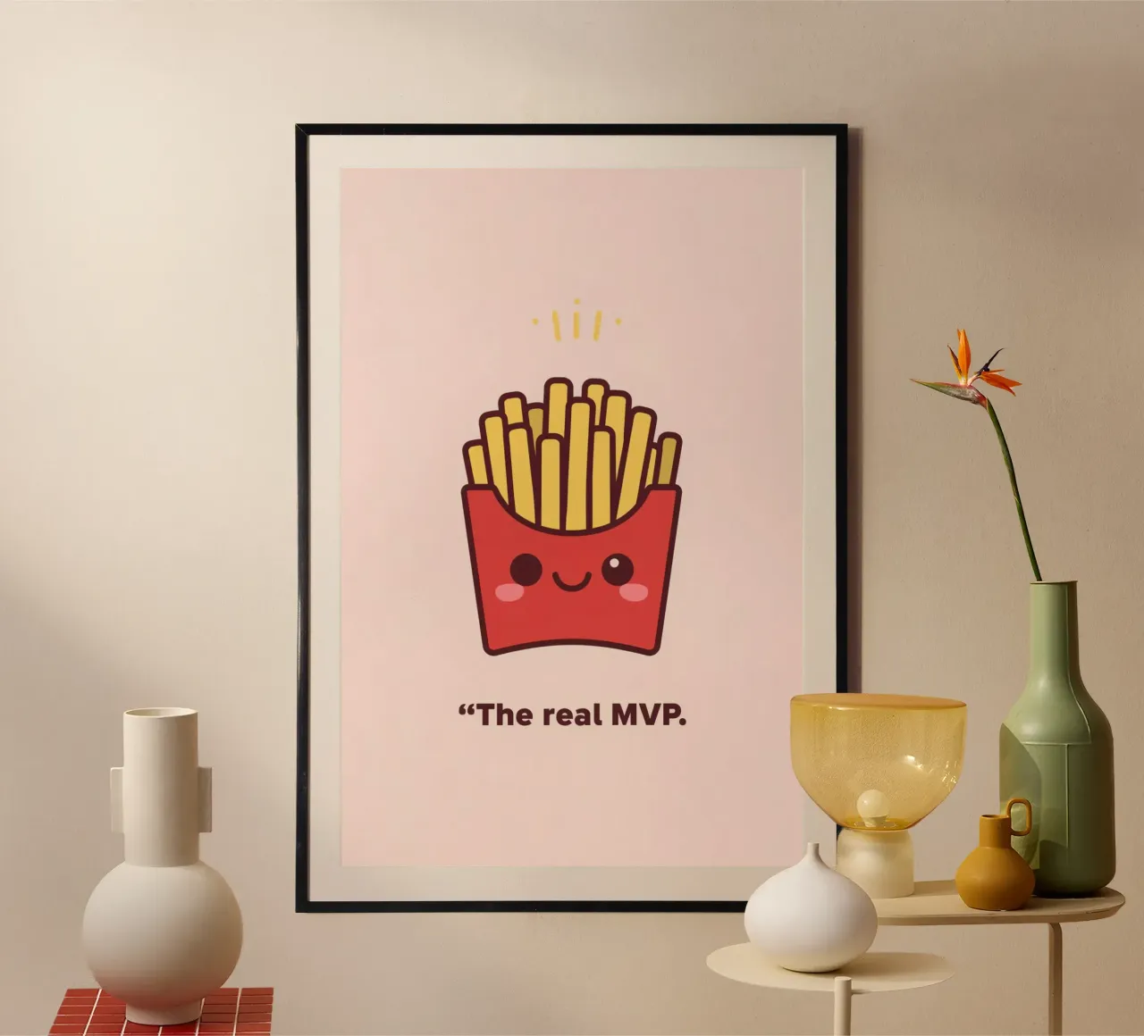 Patatine fritte carine con faccia sorridente carta hahnemühle da DesignDoodle