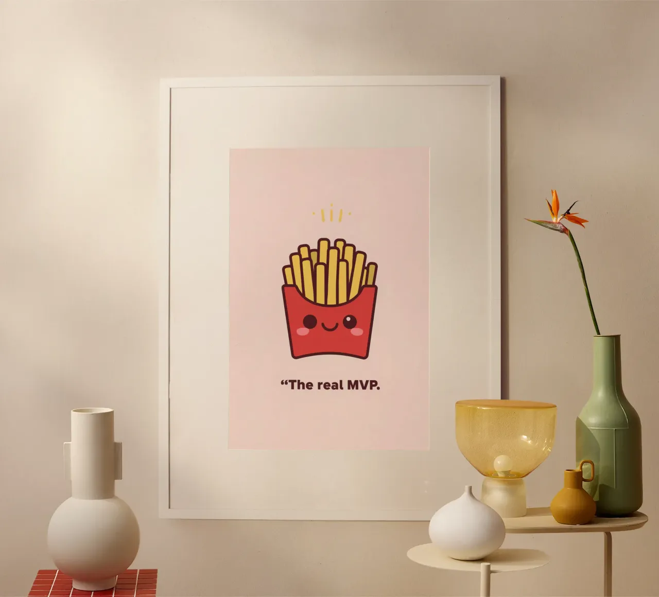 Patatine fritte carine con faccia sorridente carta hahnemühle da DesignDoodle