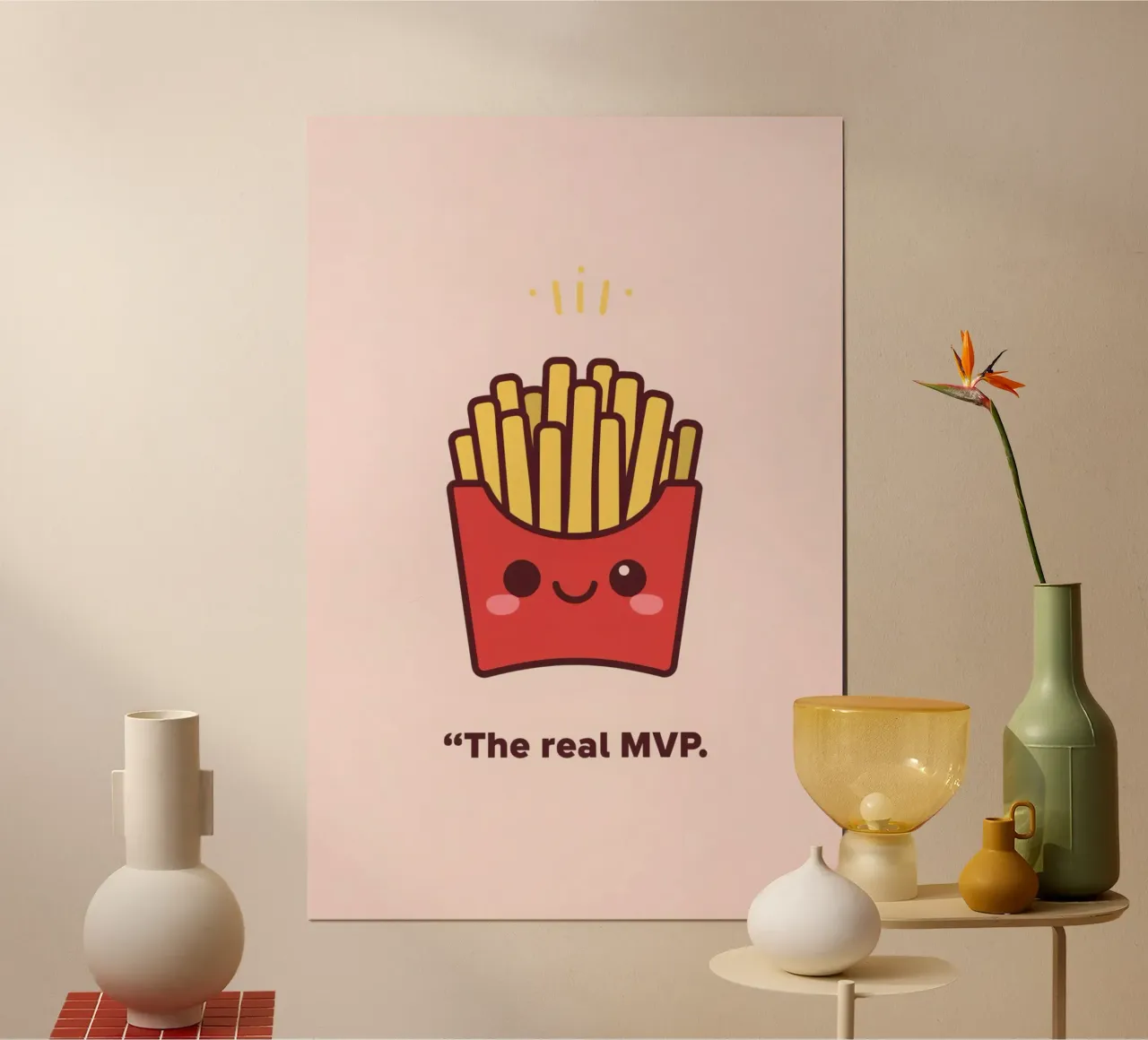 Patatine fritte carine con faccia sorridente carta hahnemühle da DesignDoodle