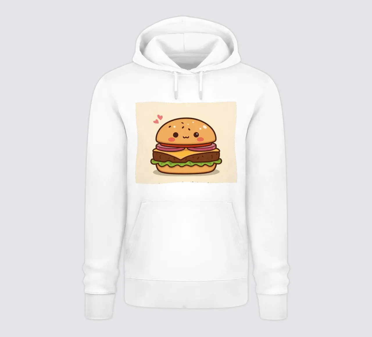 Simpatico hamburger con faccia felice e cuori felpa con cappuccio da DesignDoodle