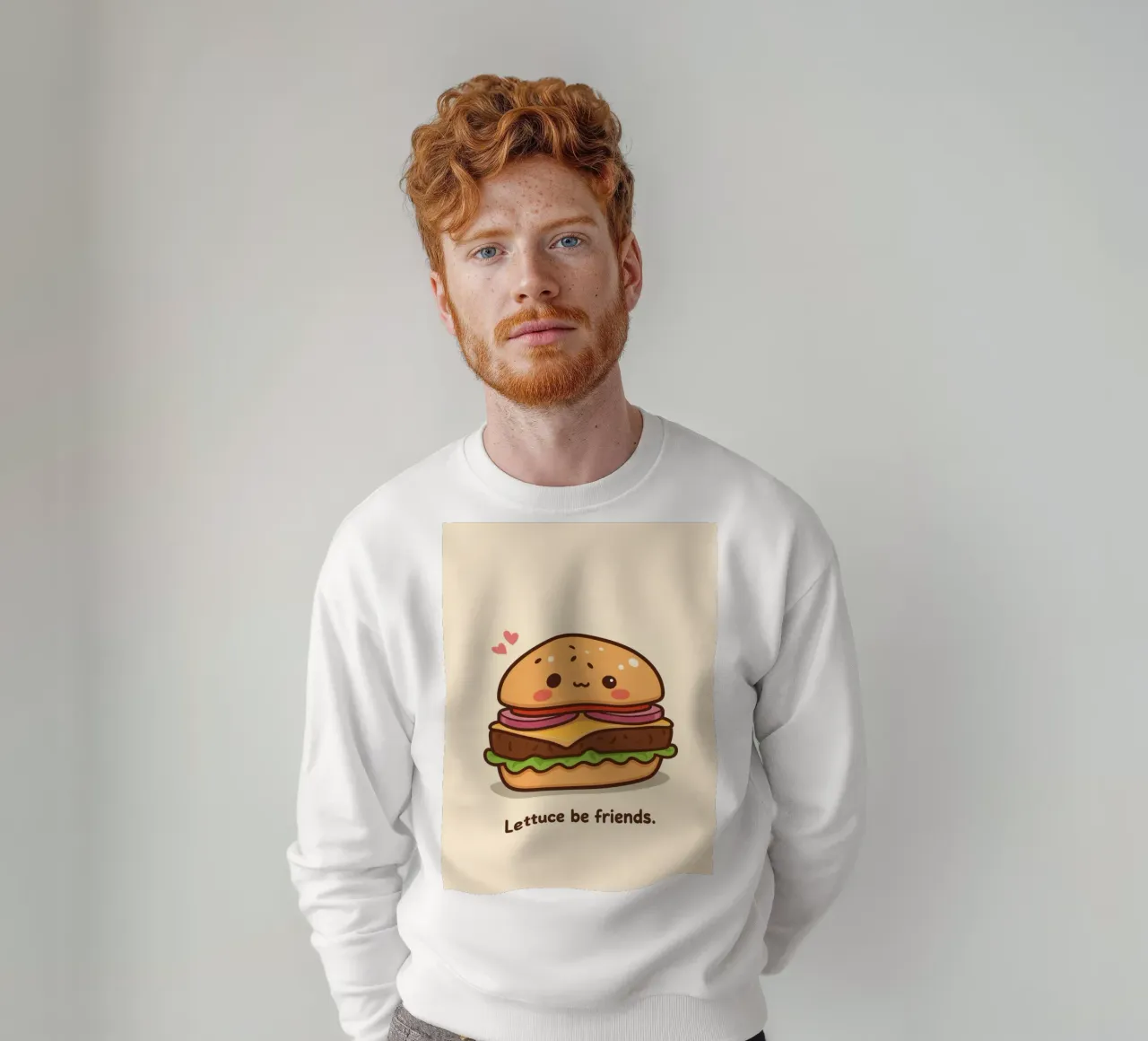 Simpatico hamburger con faccia felice e cuori felpa da DesignDoodle