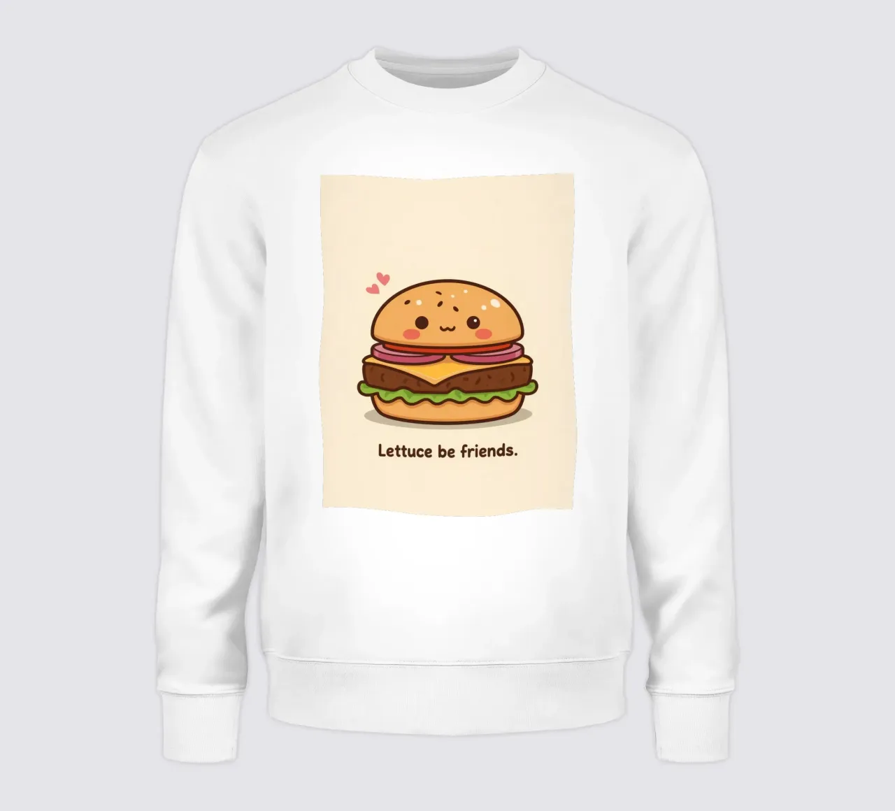 Simpatico hamburger con faccia felice e cuori felpa da DesignDoodle