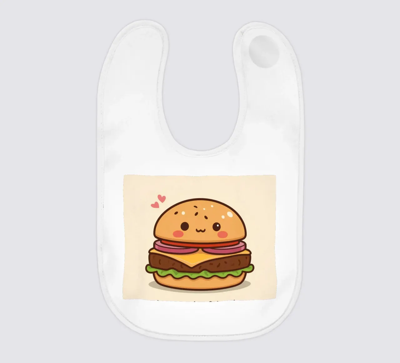 Simpatico hamburger con faccia felice e cuori bavaglino da DesignDoodle