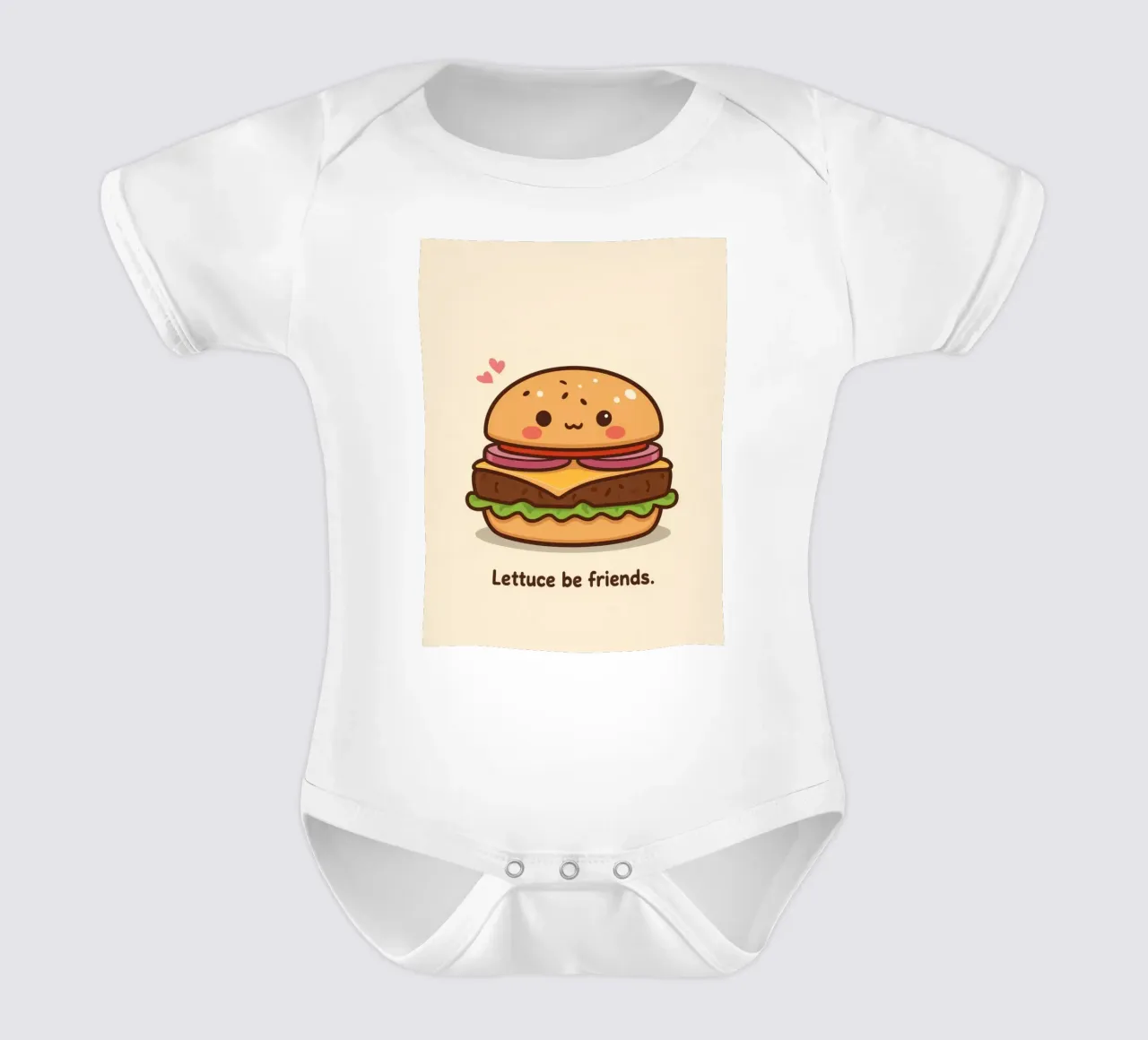 Hamburger mignon avec un visage heureux et des cœurs body bébé de DesignDoodle