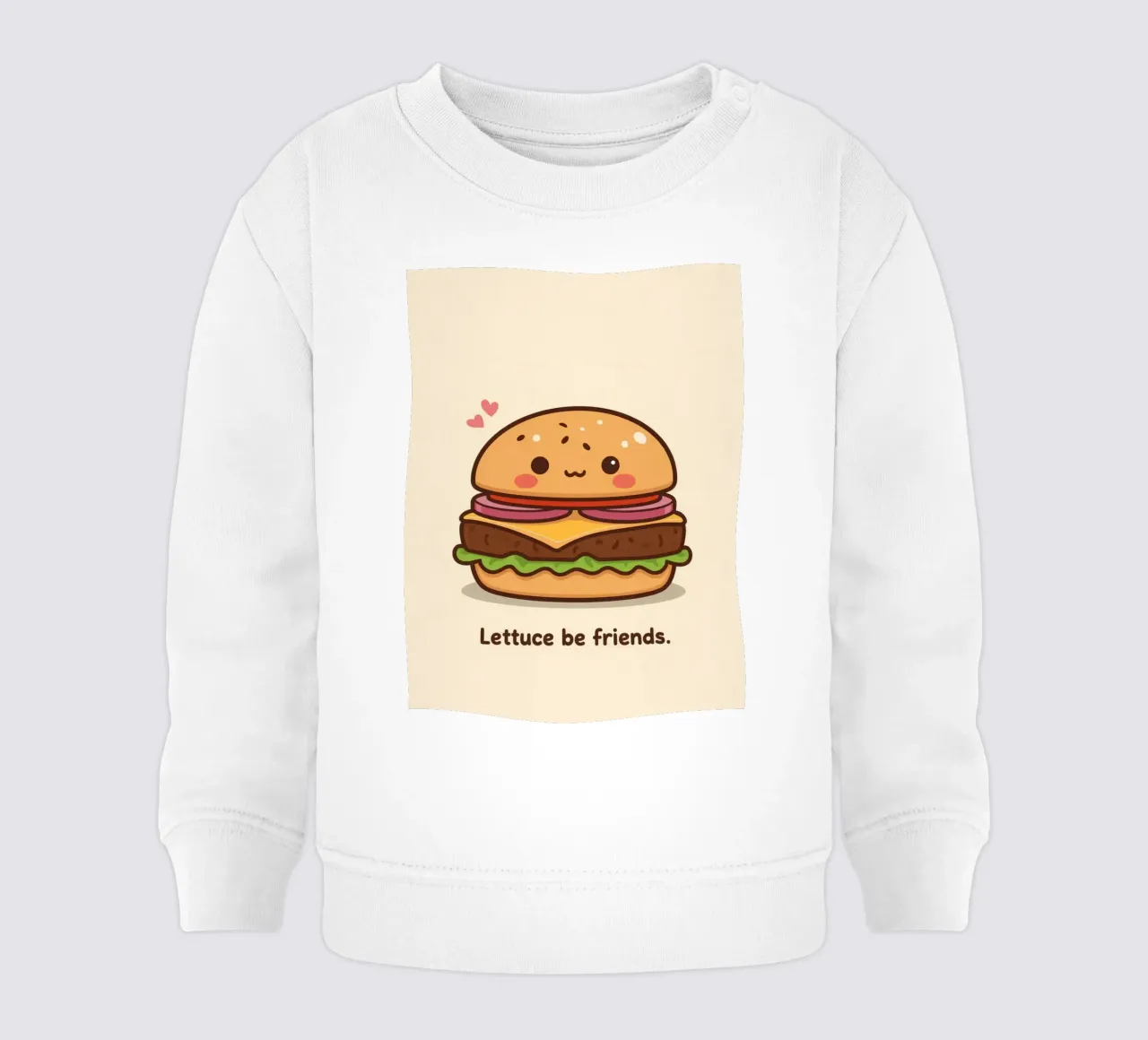 Simpatico hamburger con faccia felice e cuori felpa neonato da DesignDoodle