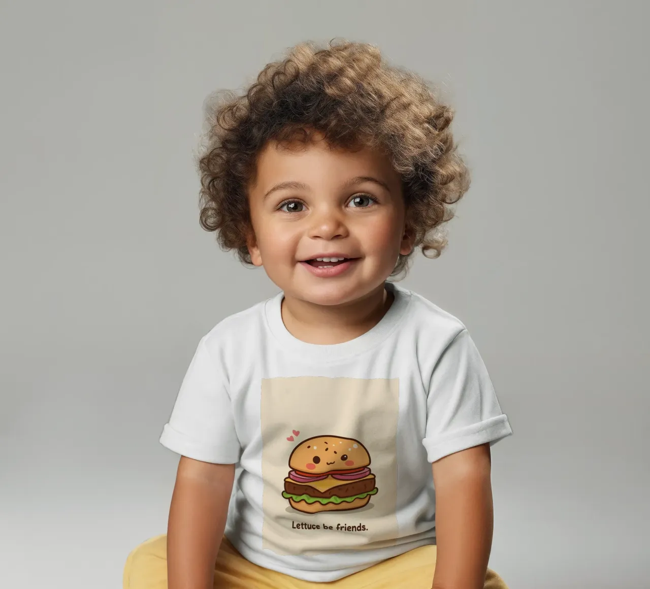 Simpatico hamburger con faccia felice e cuori maglietta neonato da DesignDoodle