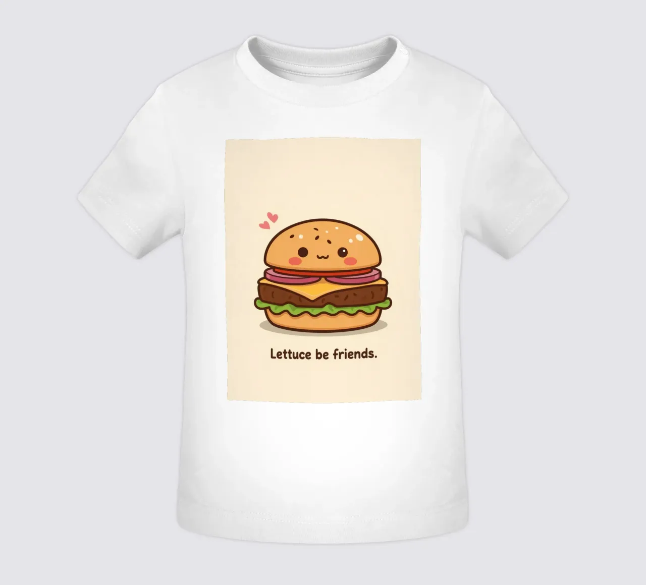 Simpatico hamburger con faccia felice e cuori maglietta neonato da DesignDoodle