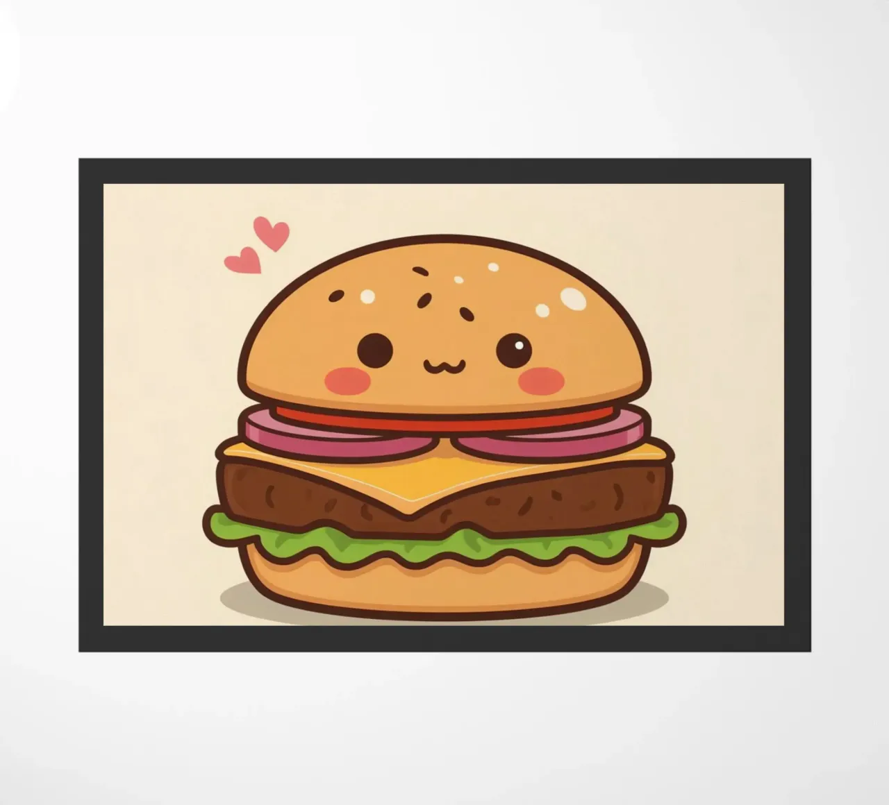 Simpatico hamburger con faccia felice e cuori zerbino da DesignDoodle