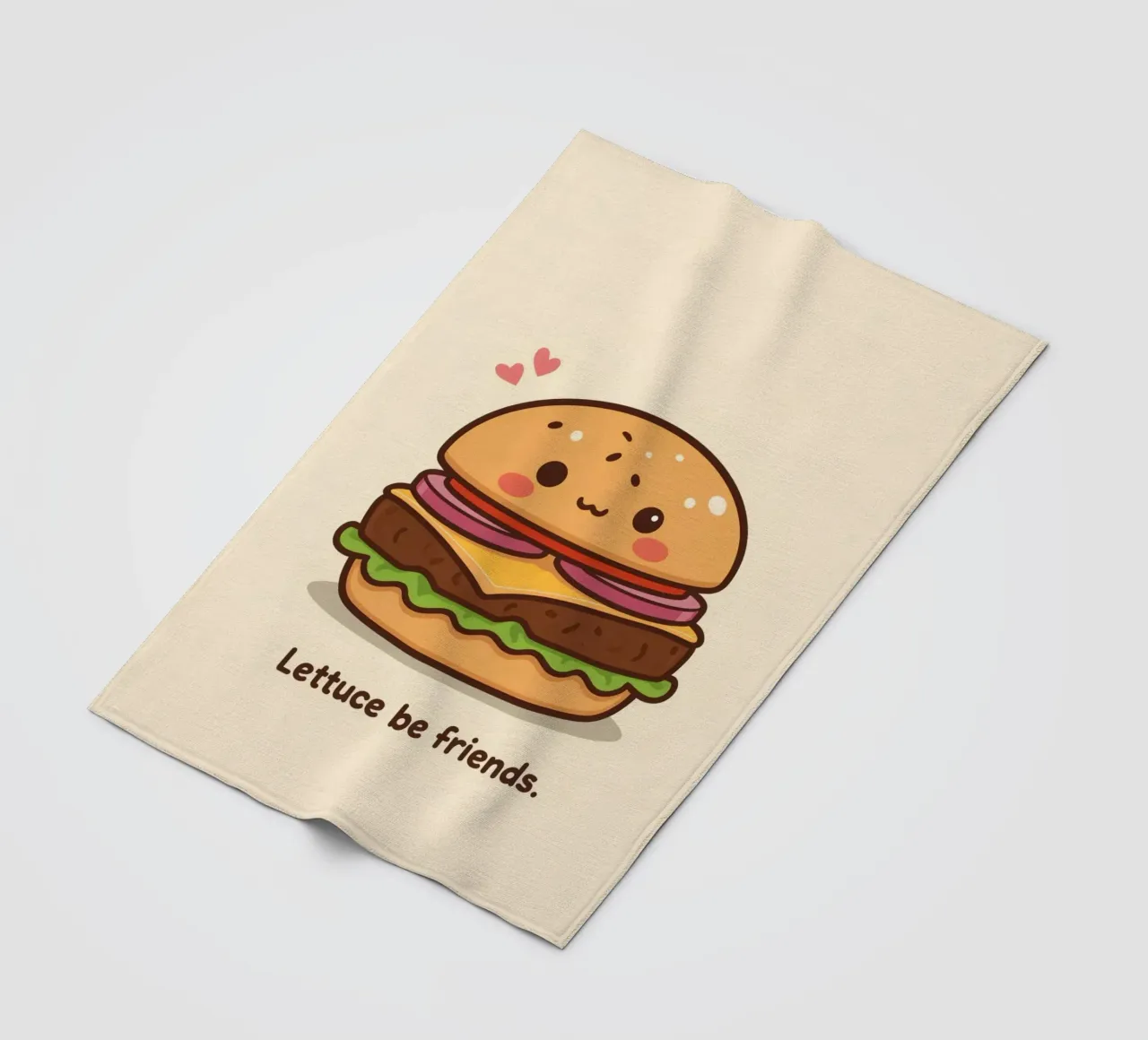 Simpatico hamburger con faccia felice e cuori coperta in pile da DesignDoodle