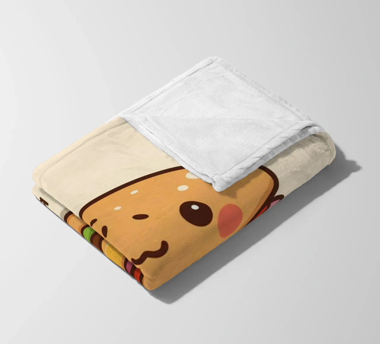 Simpatico hamburger con faccia felice e cuori coperta in pile da DesignDoodle