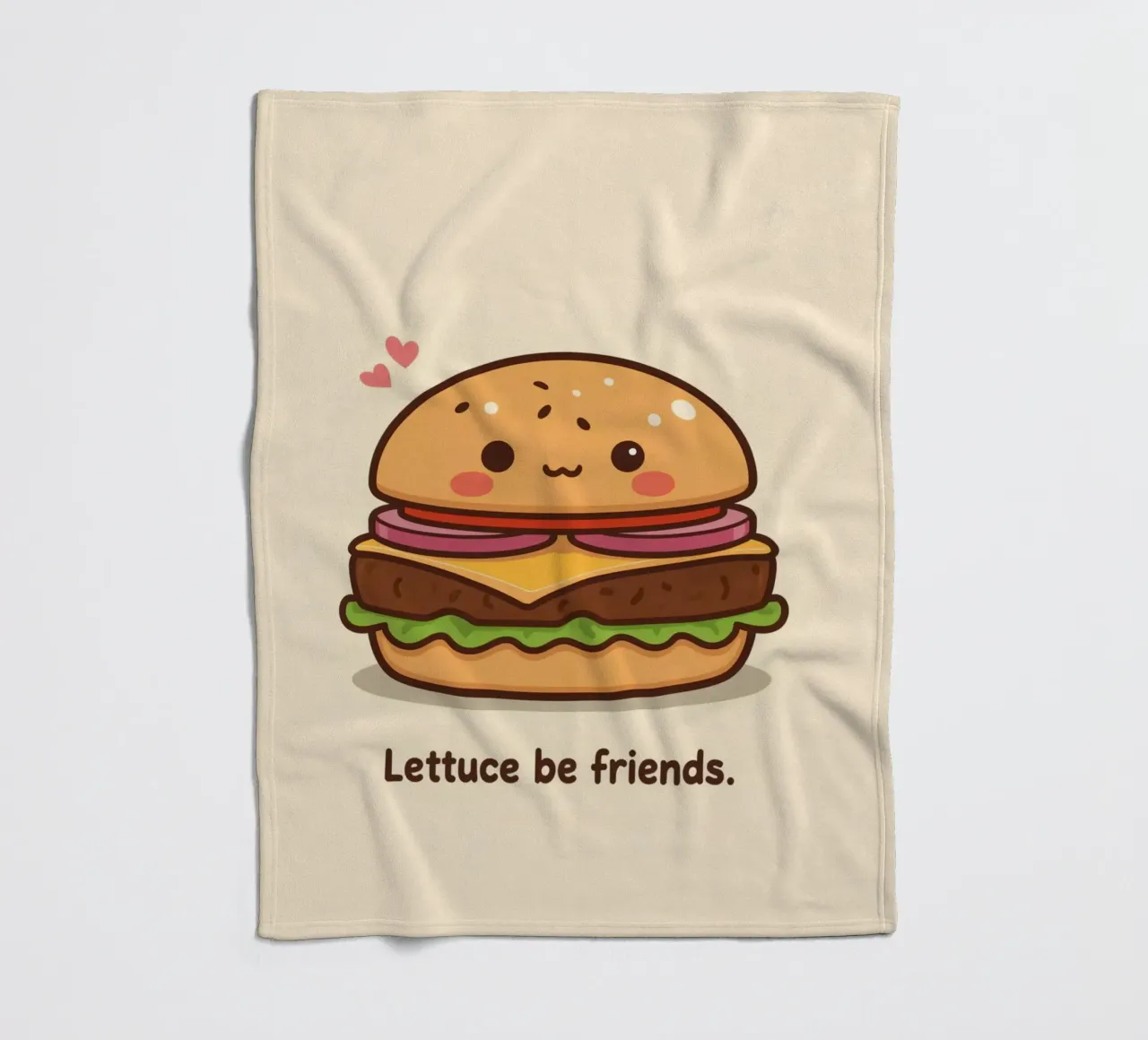 Simpatico hamburger con faccia felice e cuori coperta in pile da DesignDoodle