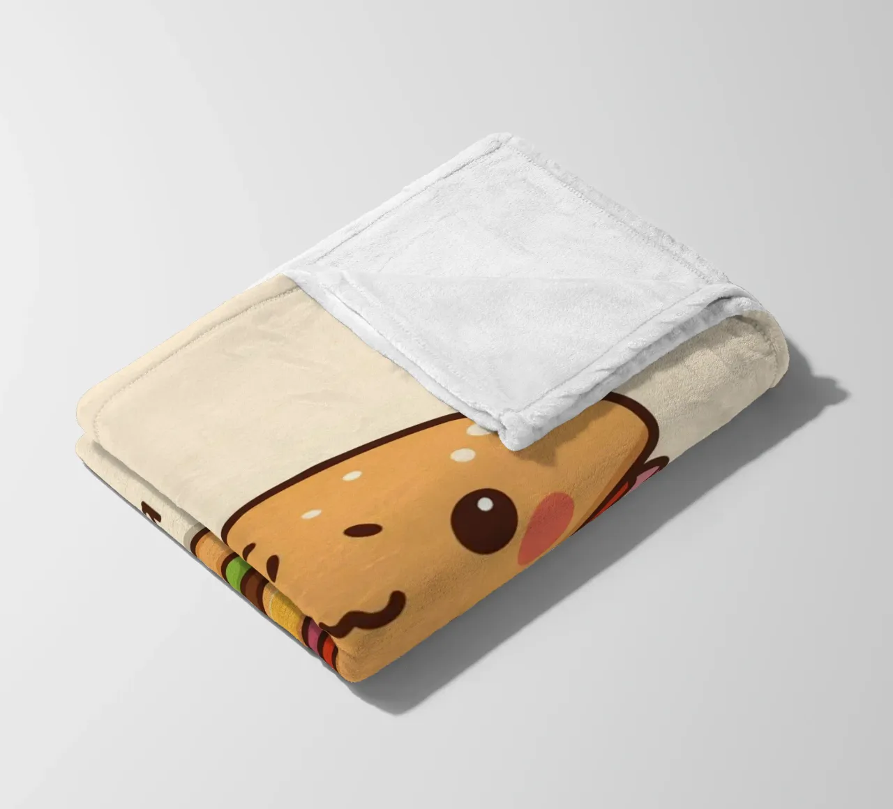 Simpatico hamburger con faccia felice e cuori coperta in pile da DesignDoodle