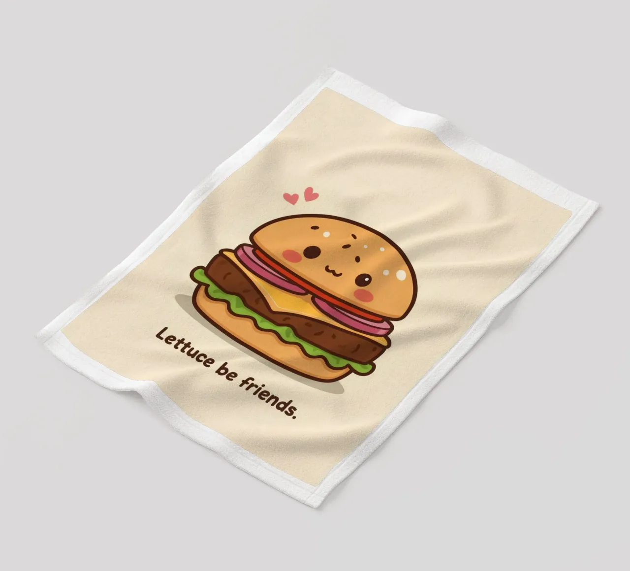 Simpatico hamburger con faccia felice e cuori coperta in pile da DesignDoodle