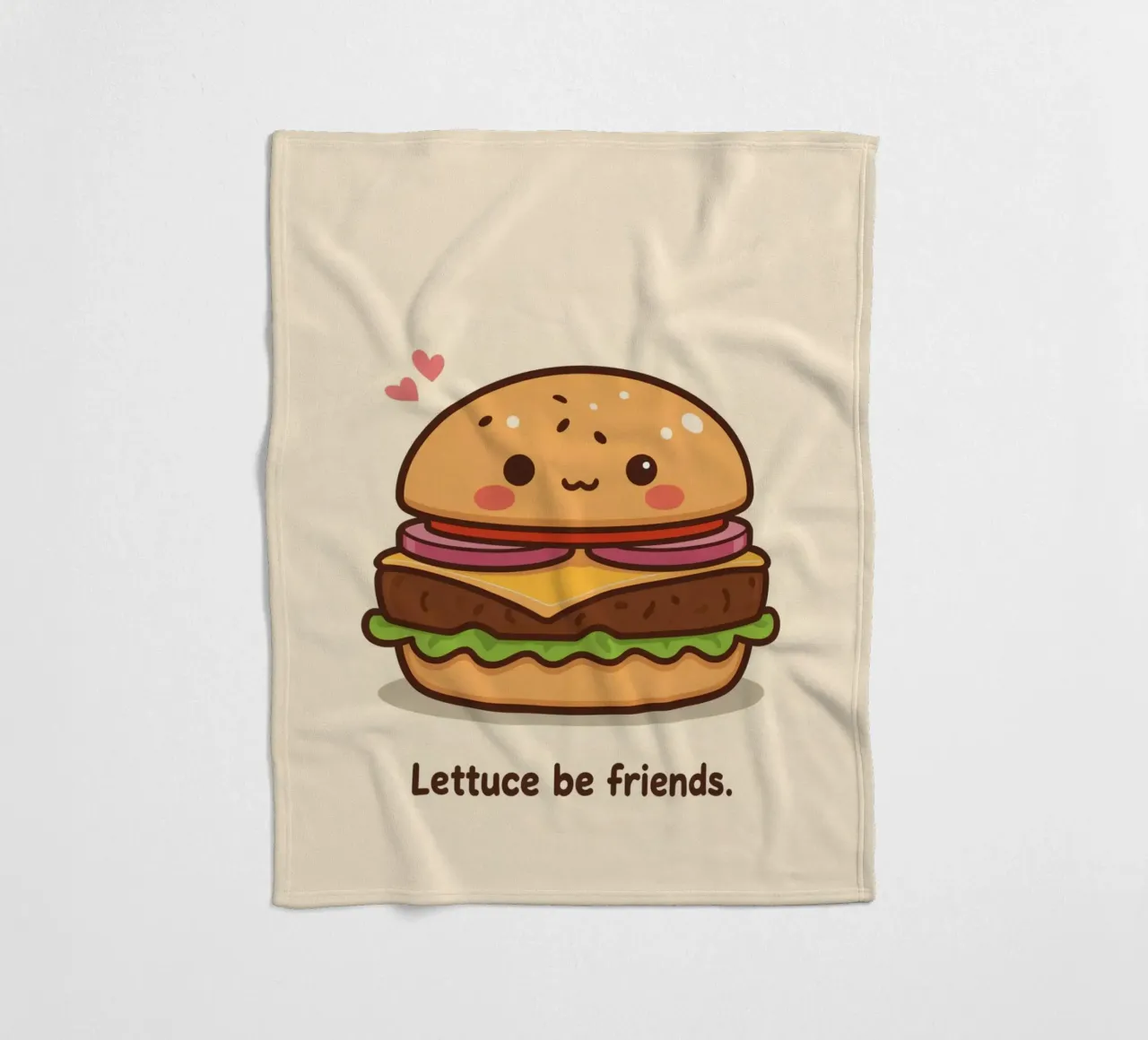 Simpatico hamburger con faccia felice e cuori coperta in pile da DesignDoodle